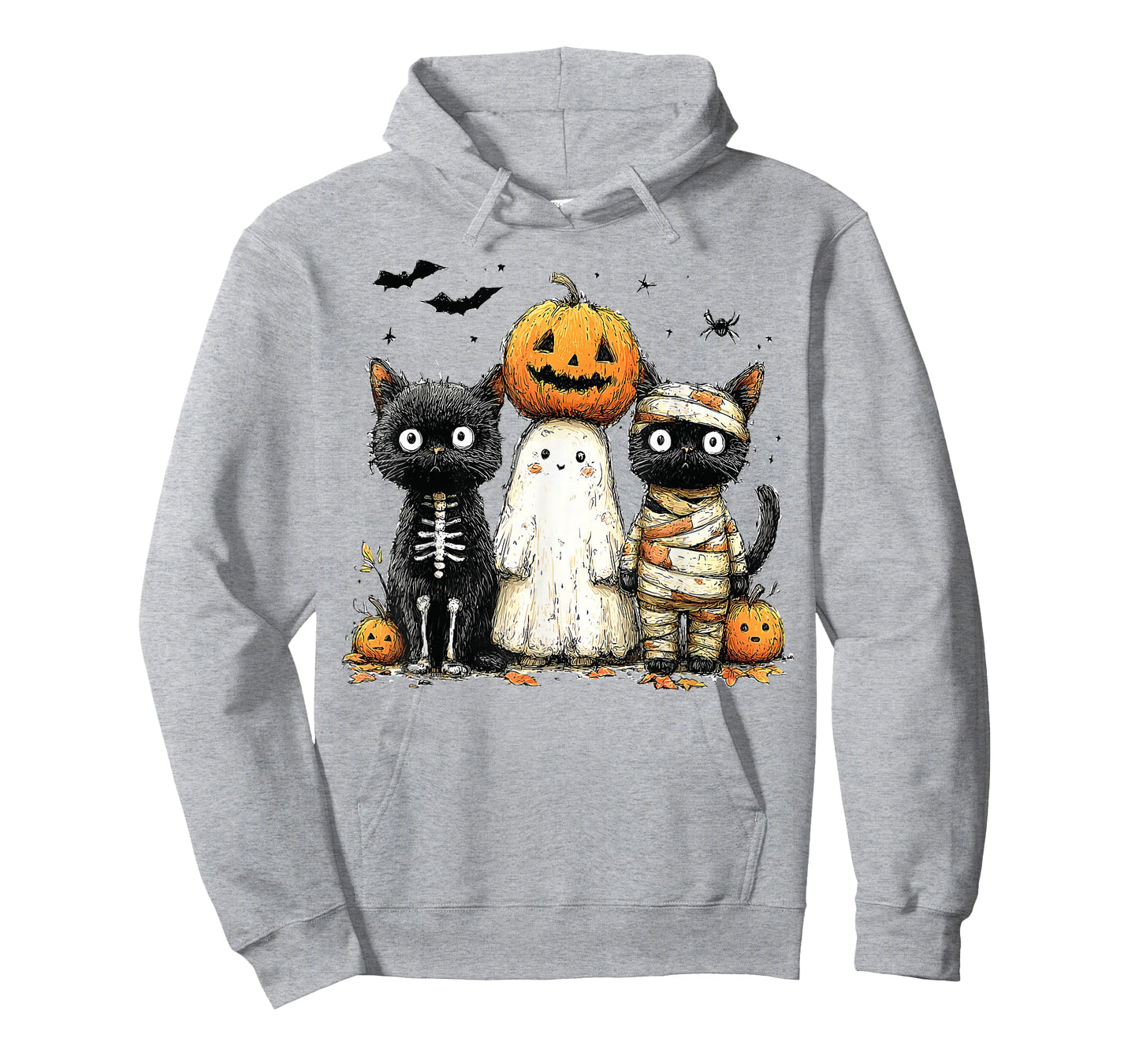 Retro Black Cat Witch Scary Halloween Pumpkin Women Men Kids T-Shirt