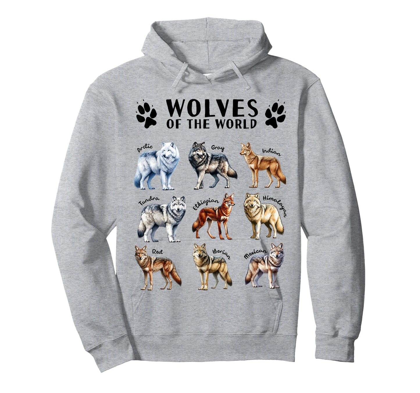 Wolves of the World Educational Collection Wolf Types Animal T-Shirt