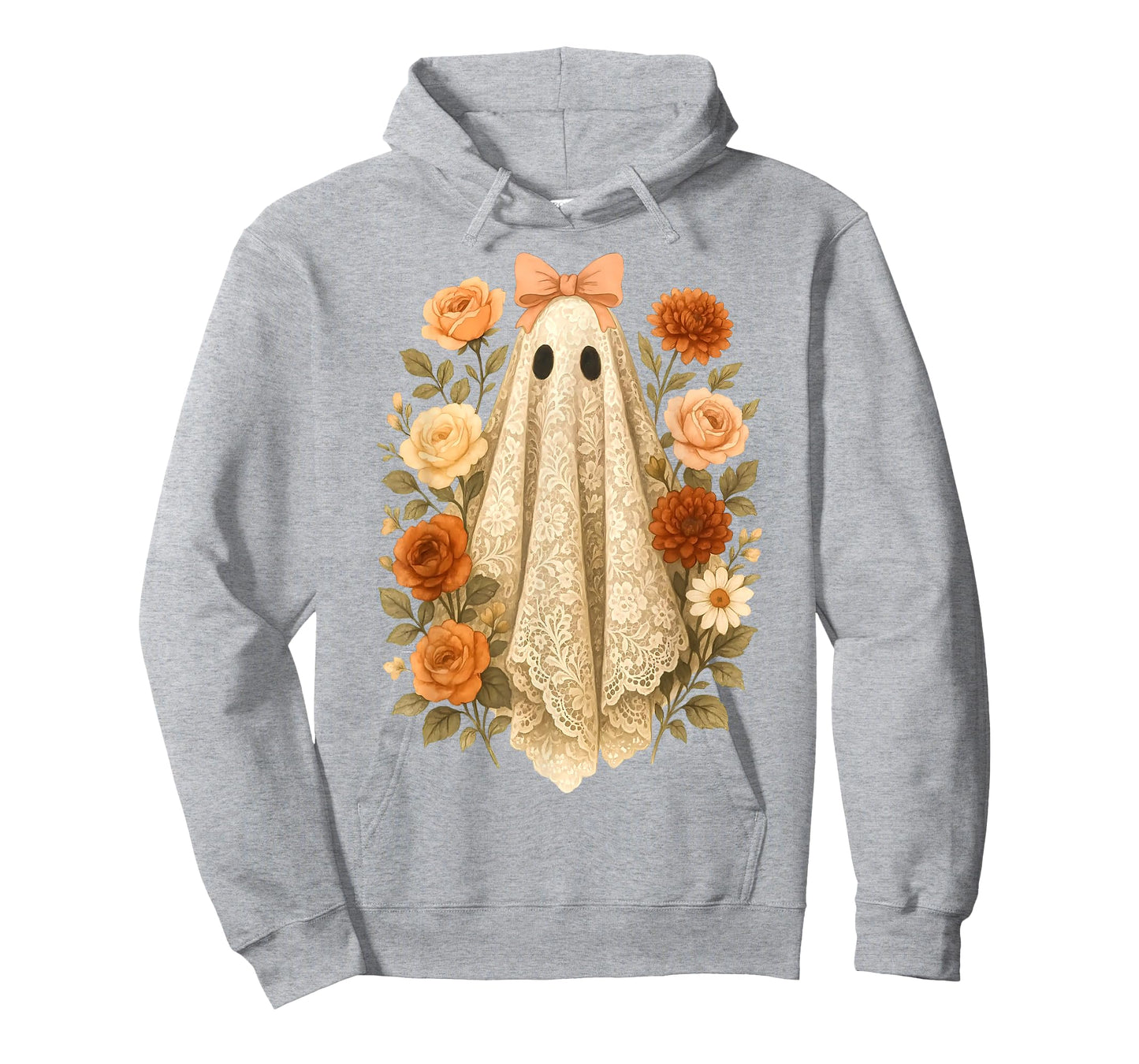Coquette Ghost Halloween Flower Ghost Spooky Lace Ghost T-Shirt
