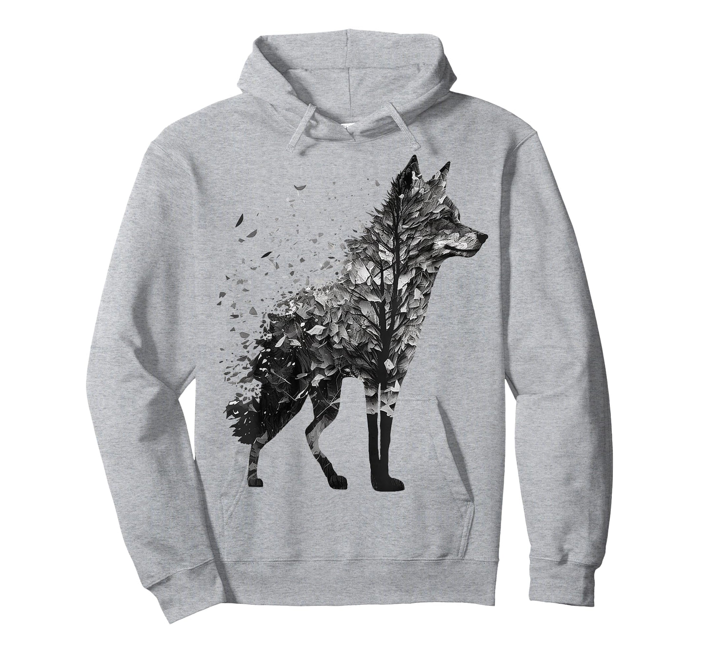 Wolf Tree Decay Drawing Animal Print Art Wolf T-Shirt