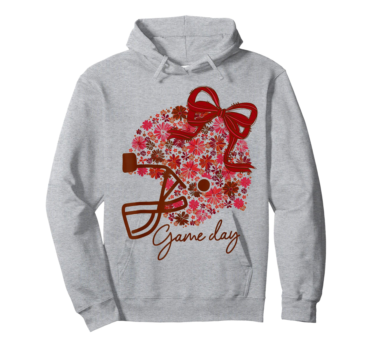 Floral Football Game Day Girly Coquette Team Spirit Maroon T-Shirt