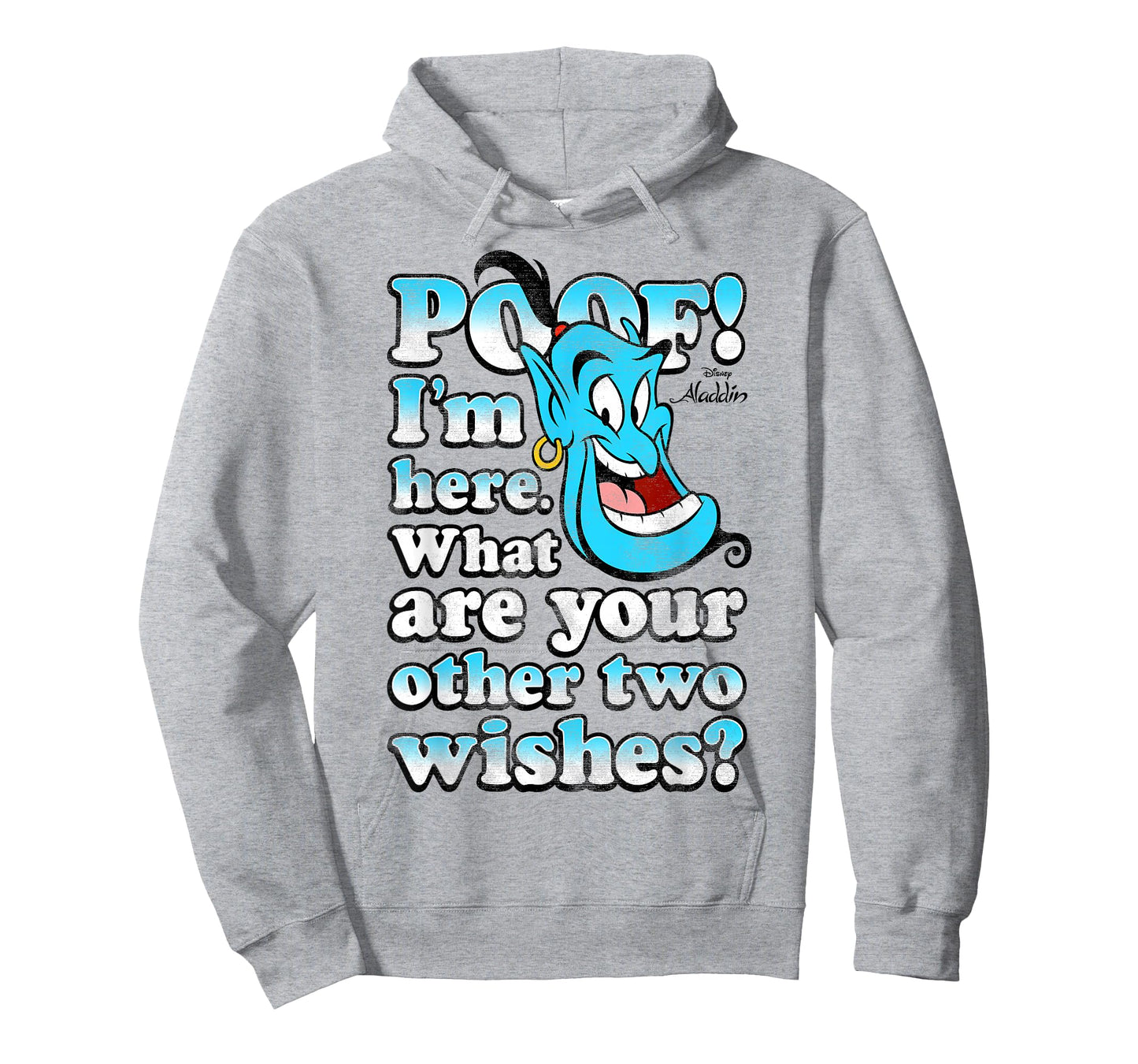 Disney Aladdin Genie Poof! 2 Wishes Gradient Text Portrait T-Shirt