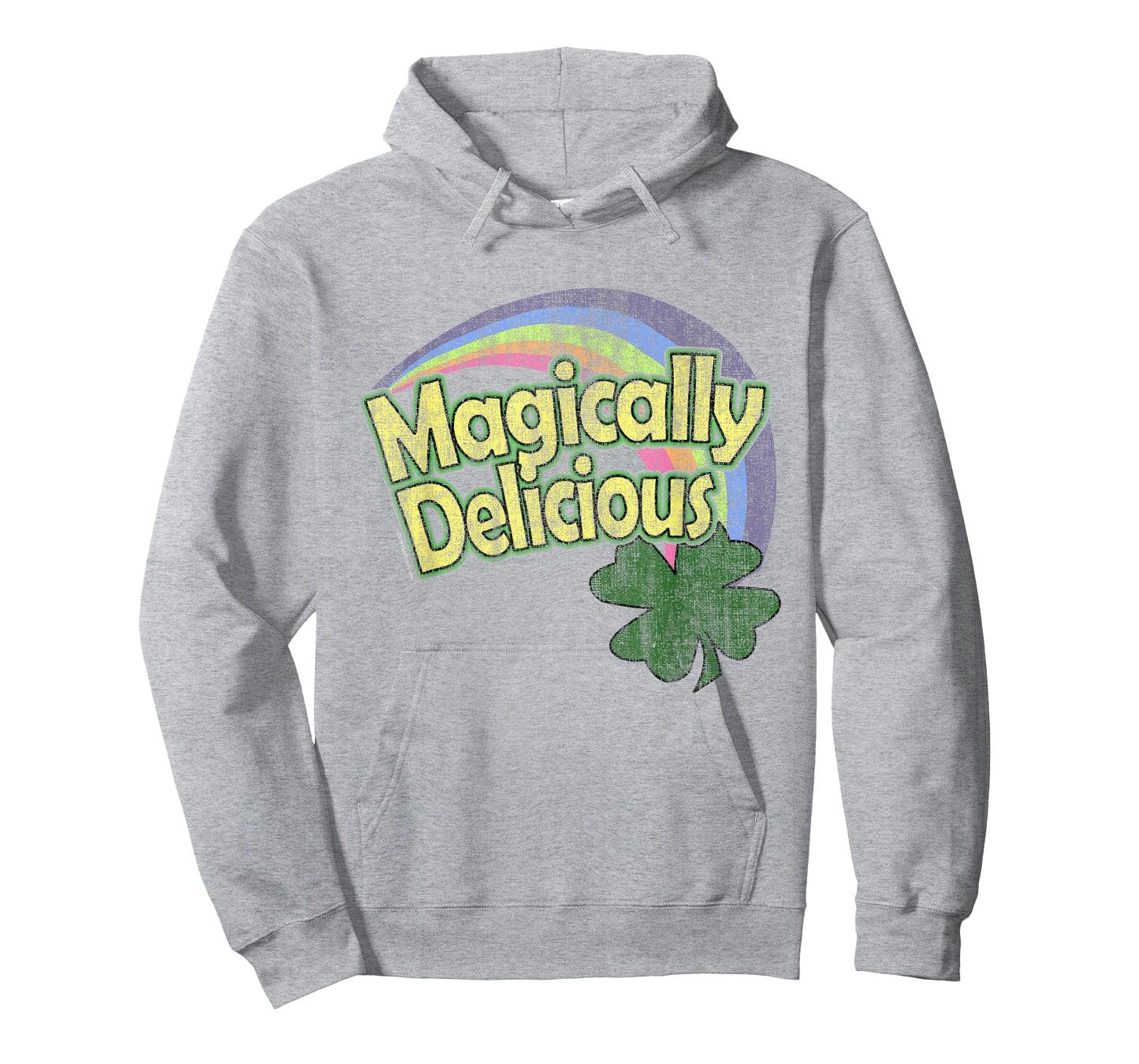 CuteComfy Magically Delicious 80s Vintage St. Patrick's Day Lucky Charm Green Retro Rainbow Short Sleeve T-Shirt - Small - Unisex-Adults