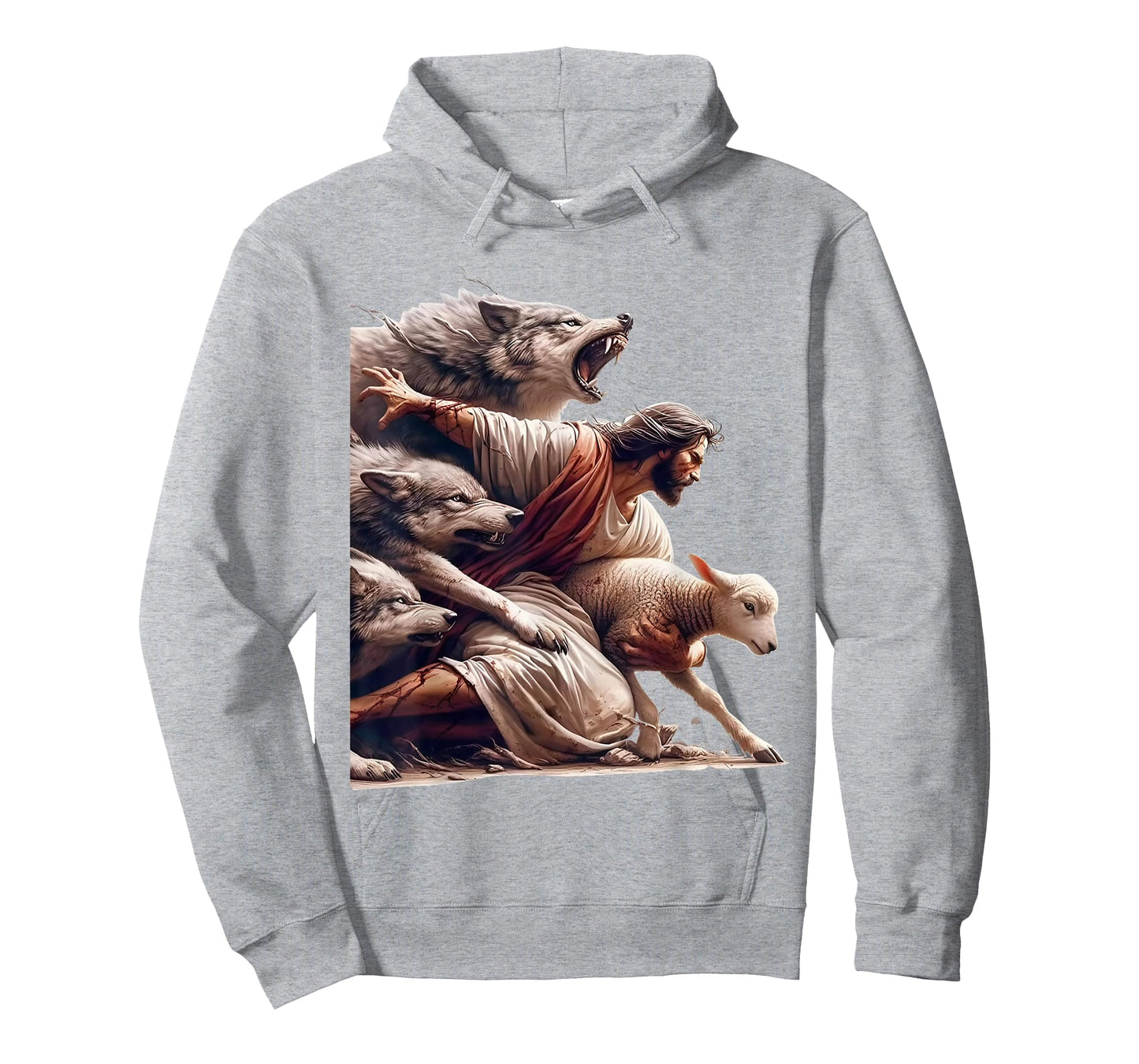 Jesus Protects The Lamb From Wolves - Christian God Jesus T-Shirt