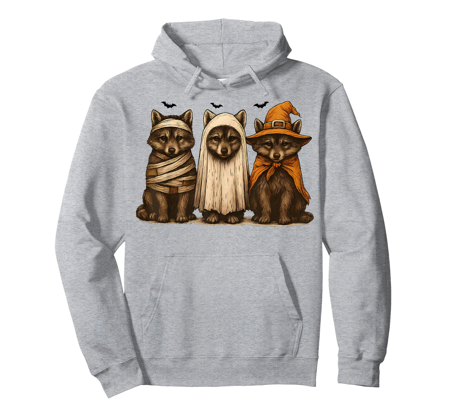 Retro Wolf Halloween Ghost Spooky Fall Vintage T-Shirt