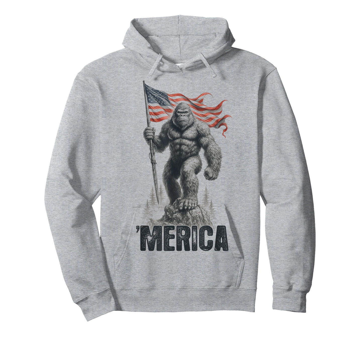 Patriotic Sasquatch American Flag - Legendary Bigfoot Merica T-Shirt