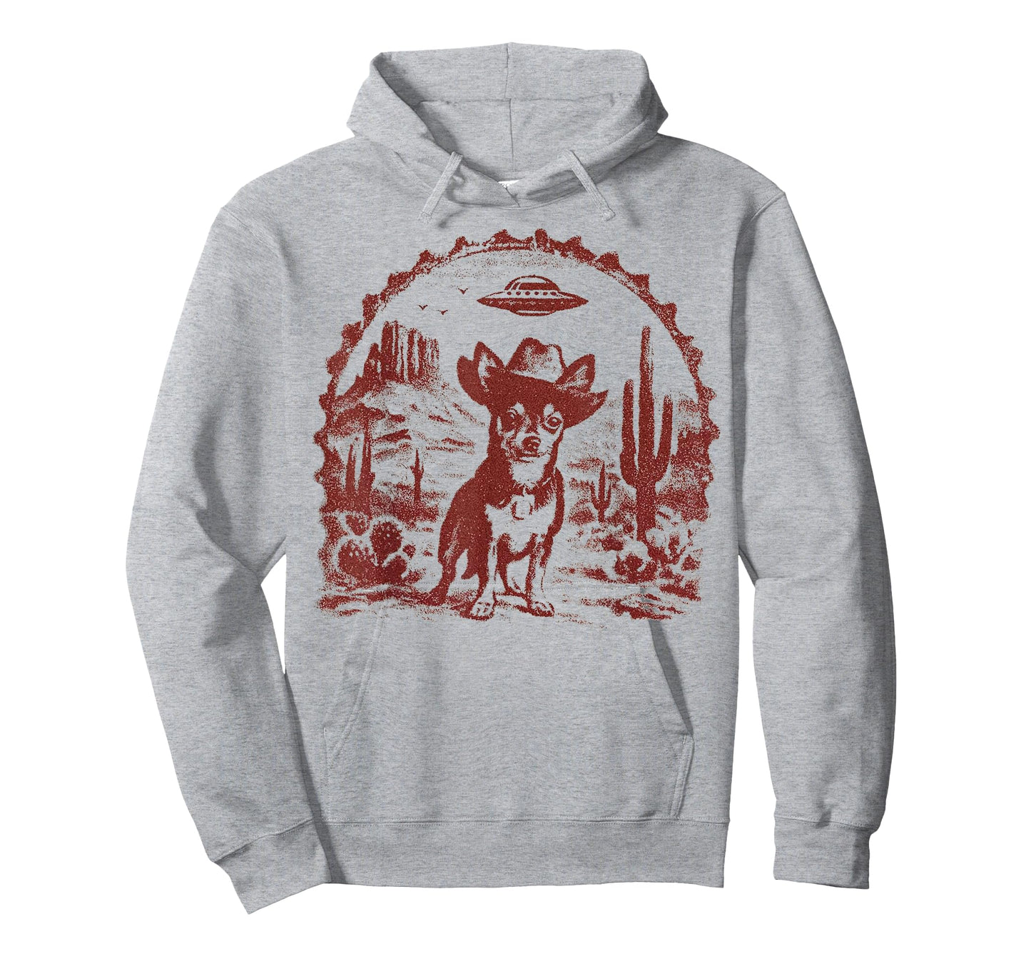 Funny UFO Alien Cowboy Chihuahua Retro Western Graphic T-Shirt