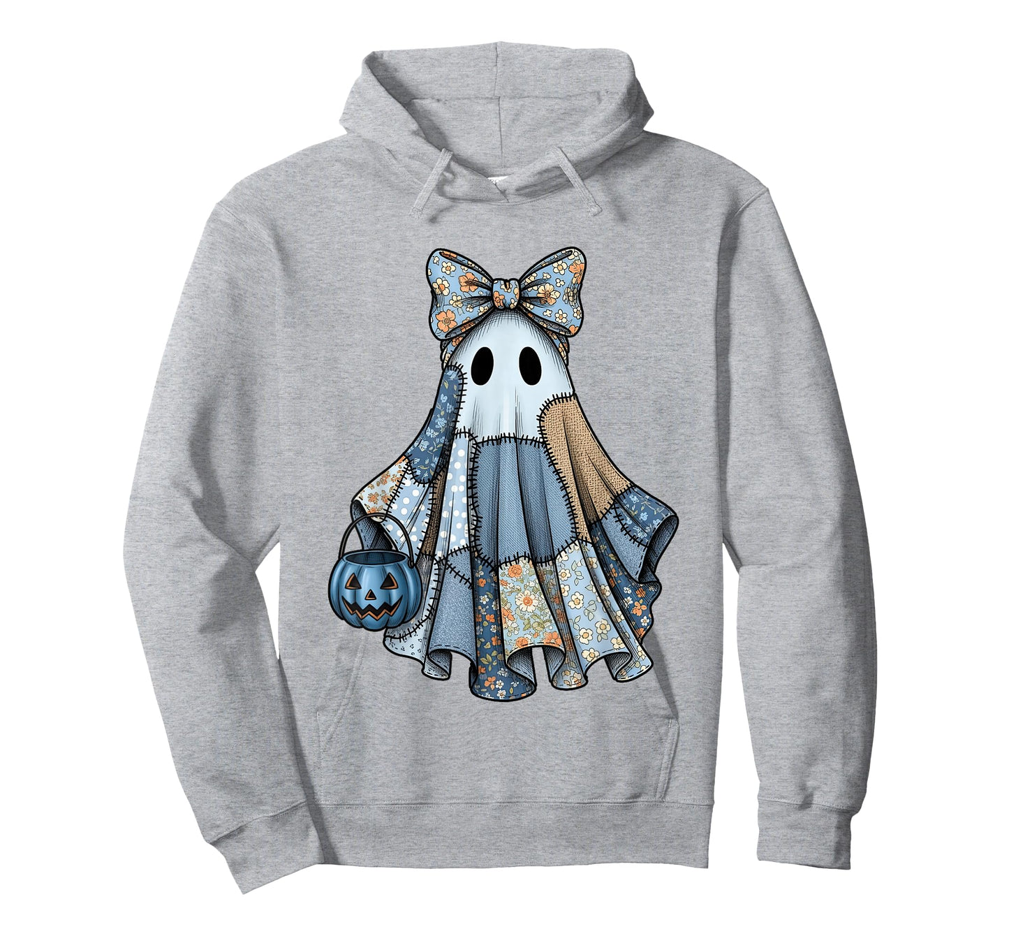 Girly Halloween Blue Denim Ghost Spooky Season Coquette Bow T-Shirt