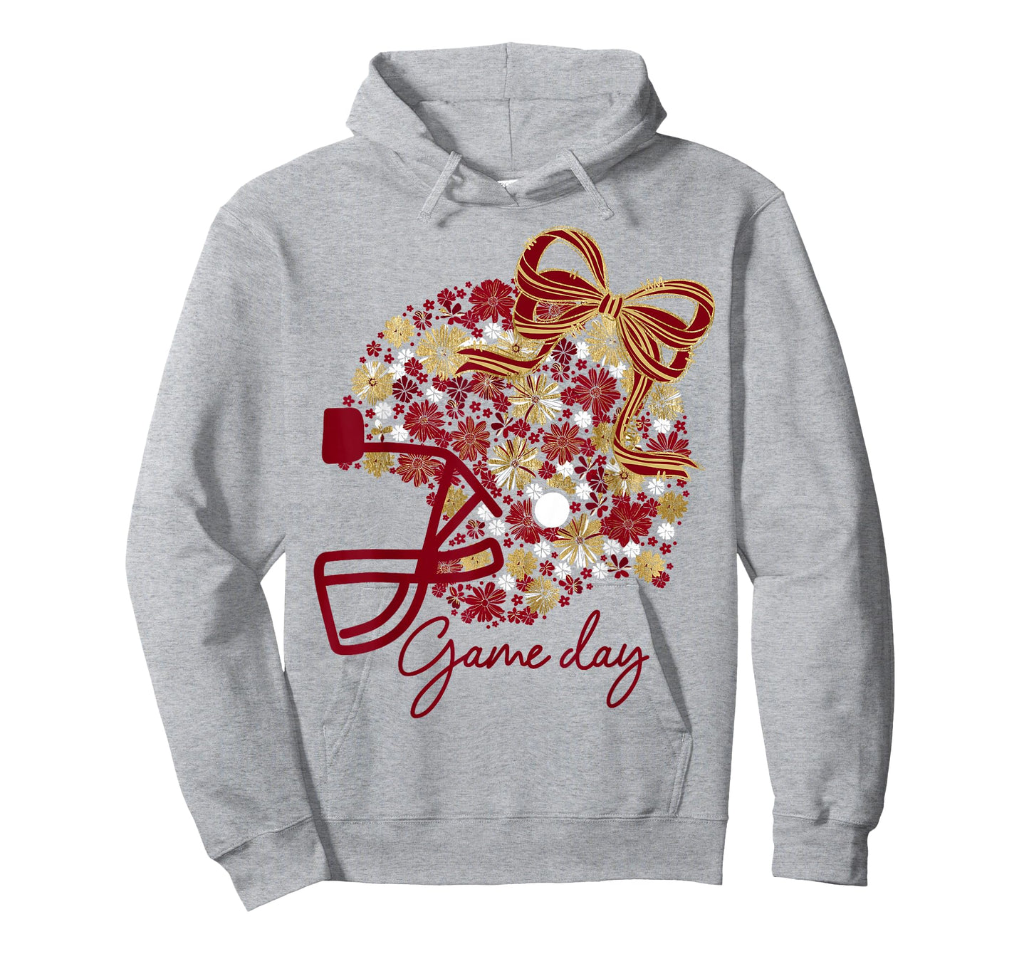 Floral Football Game Day Girly Team Spirit Burgundy & Gold T-Shirt