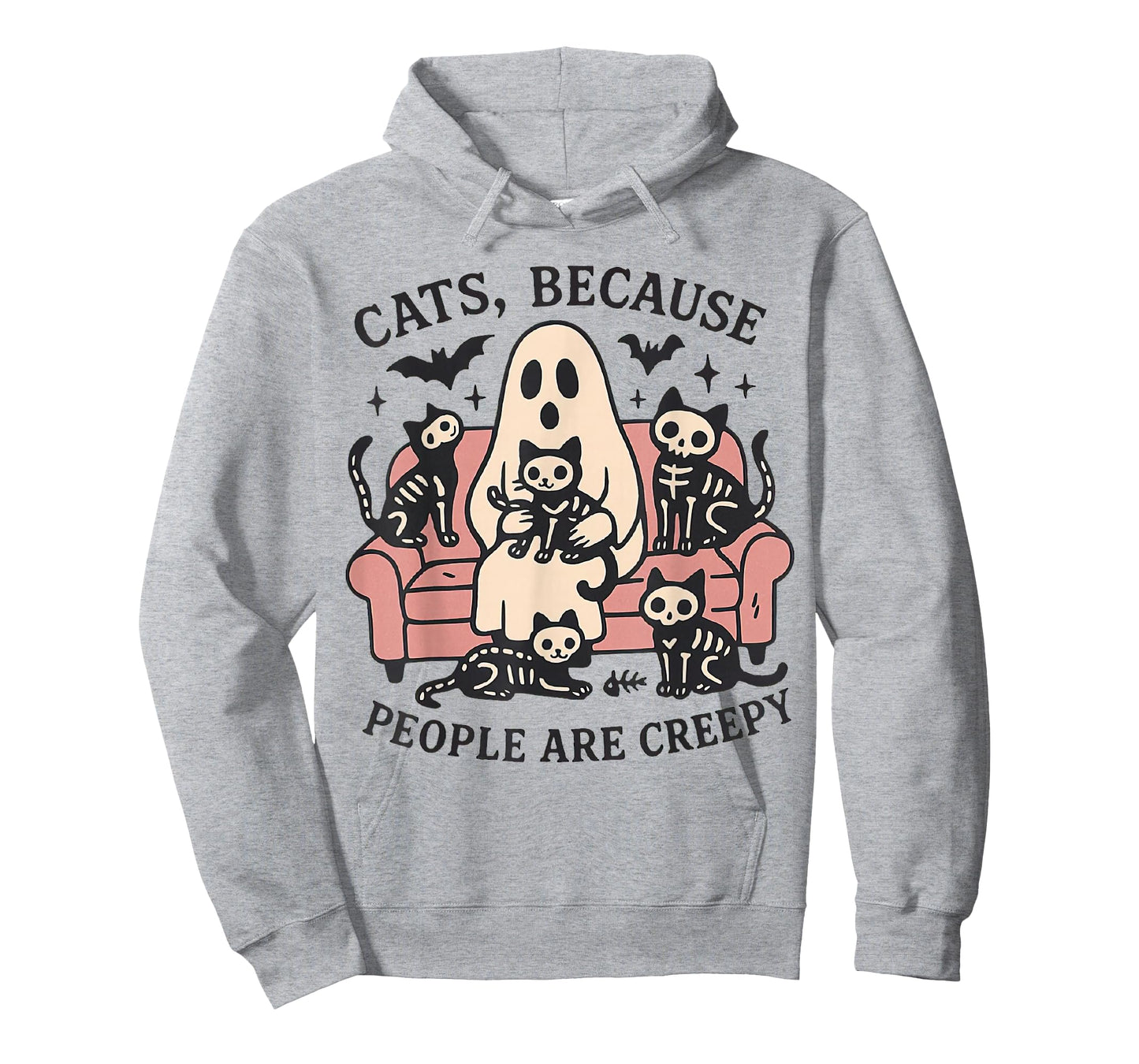 Cats Because People are Creepy Ghost Halloween Cat Mom T-Shirt