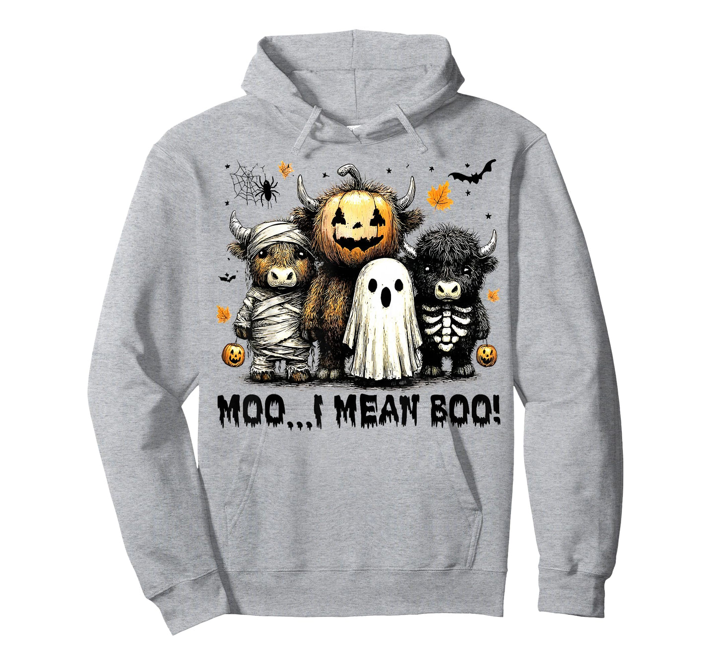 Moo I Mean Boo Ghost Cow Funny Halloween Men Women Kids T-Shirt