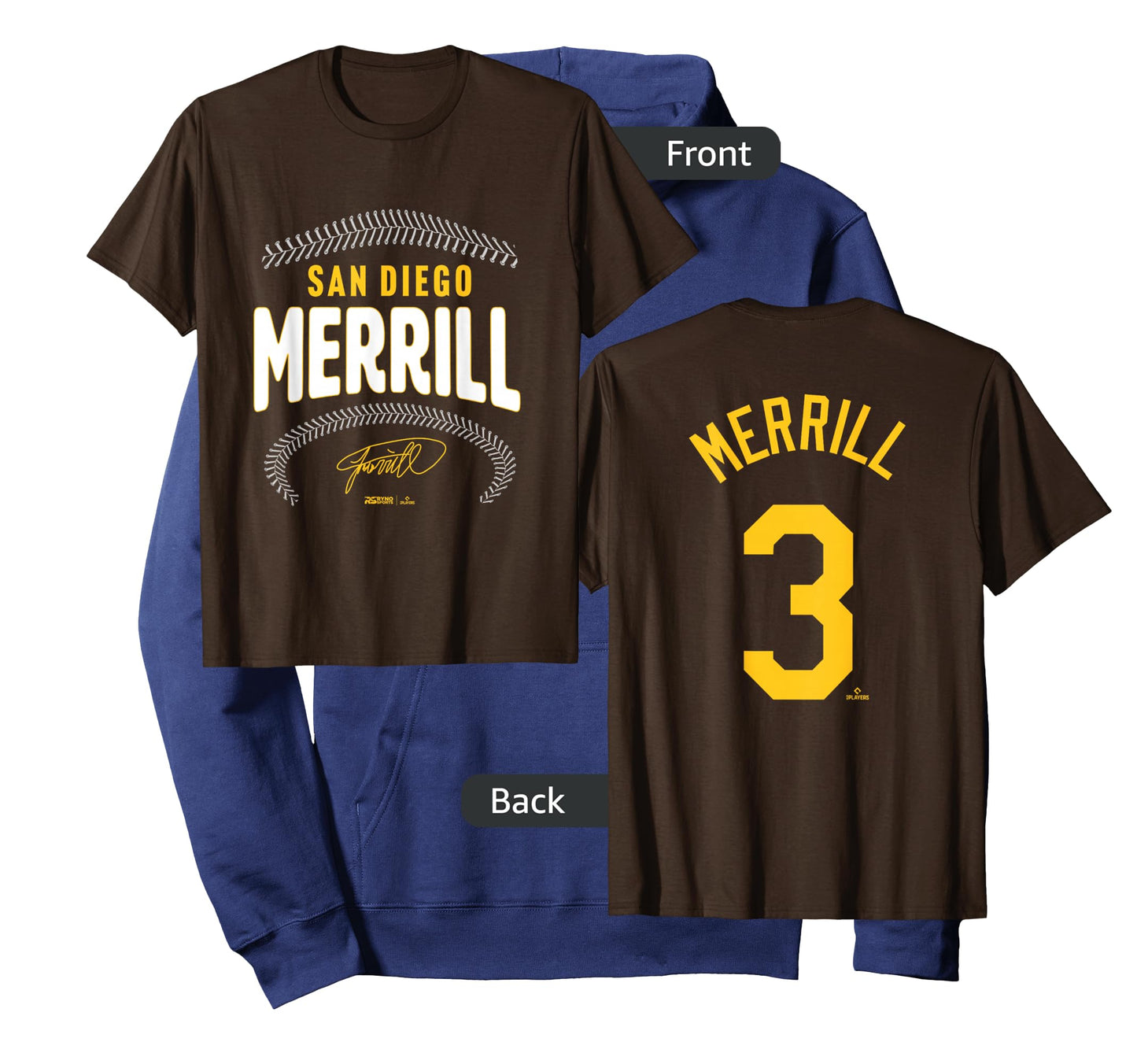 Jackson Merrill San Diego Name & Number (Front&Back) MLBPA T-Shirt