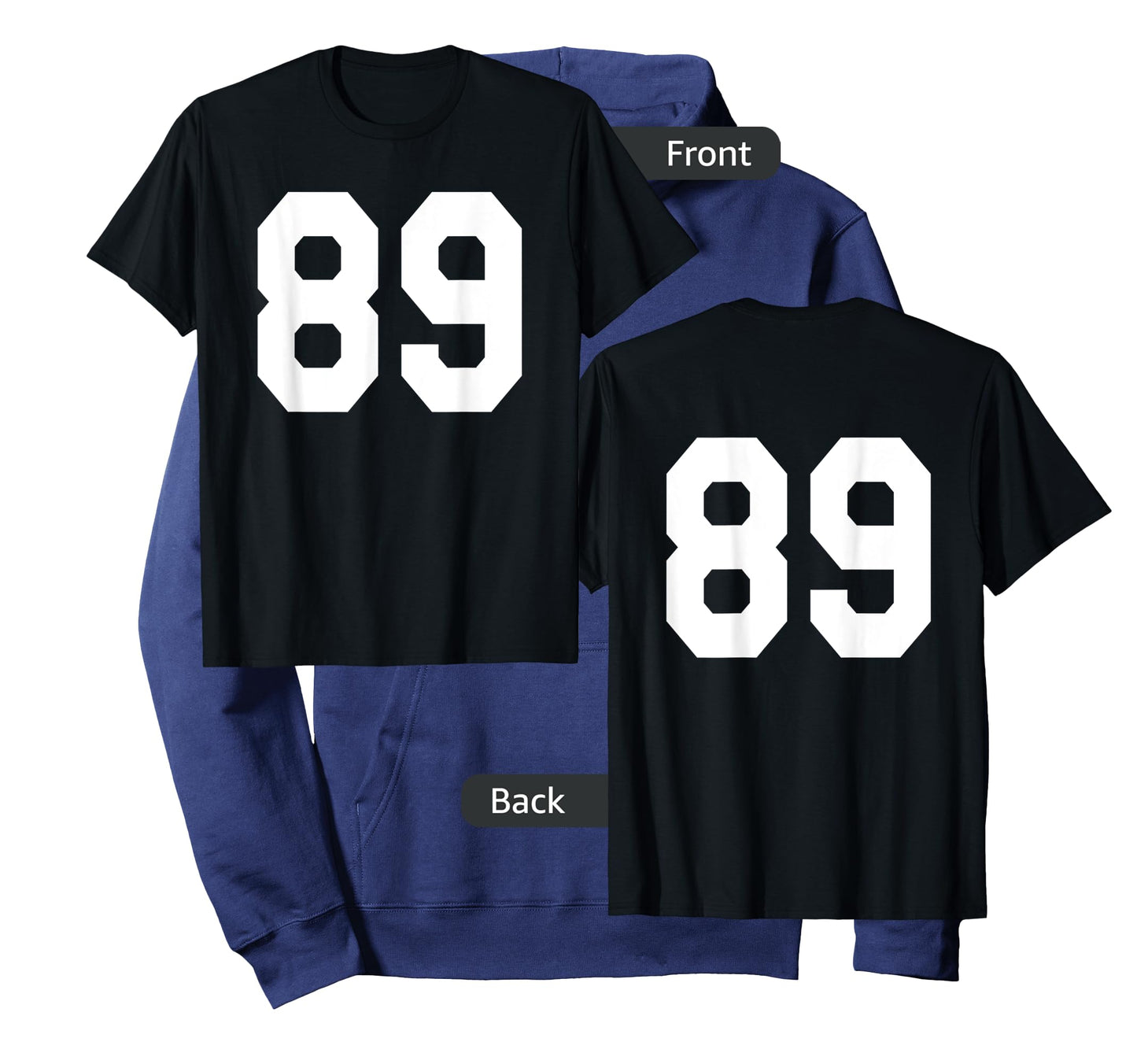Number 89 Sports Jersey Front and Back Team Player T-Shirt
