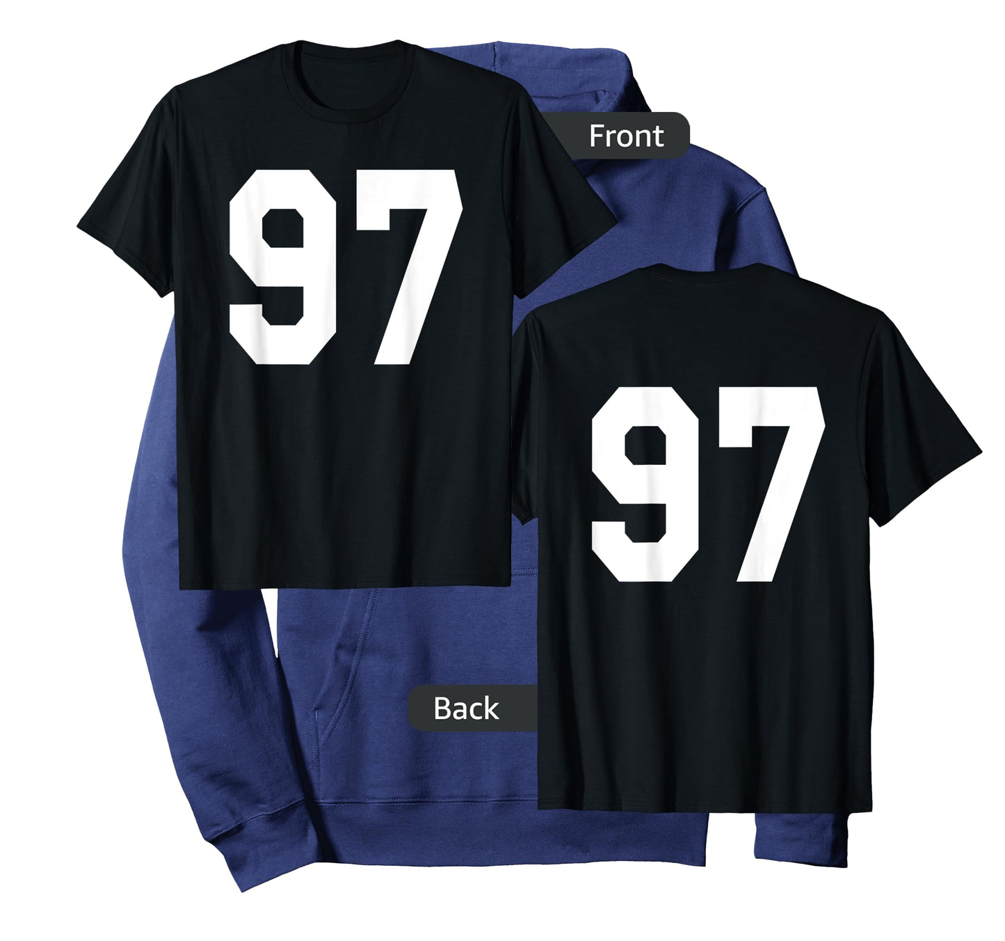 Number 97 Sports Jersey Front and Back Team Player T-Shirt