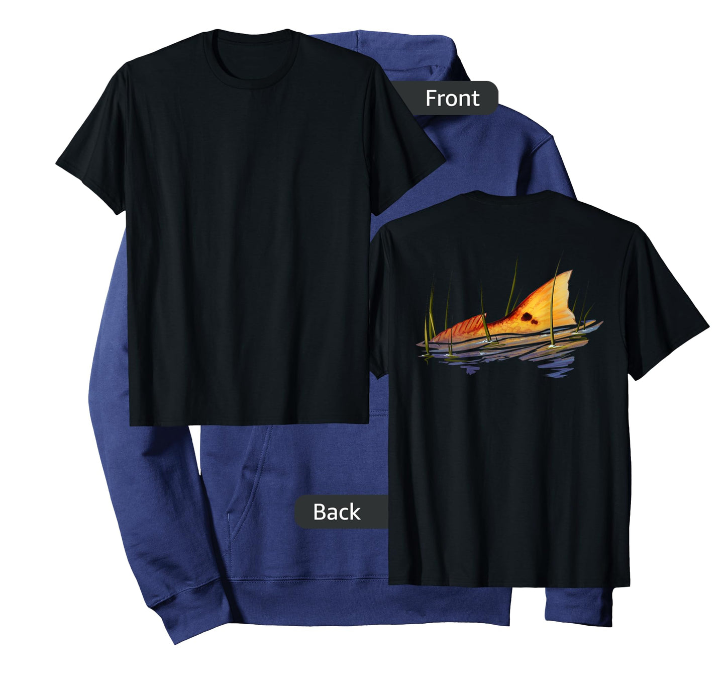 BACK PRINT Tailing Redfish | Red Drum Fish | Redfish Tail T-Shirt