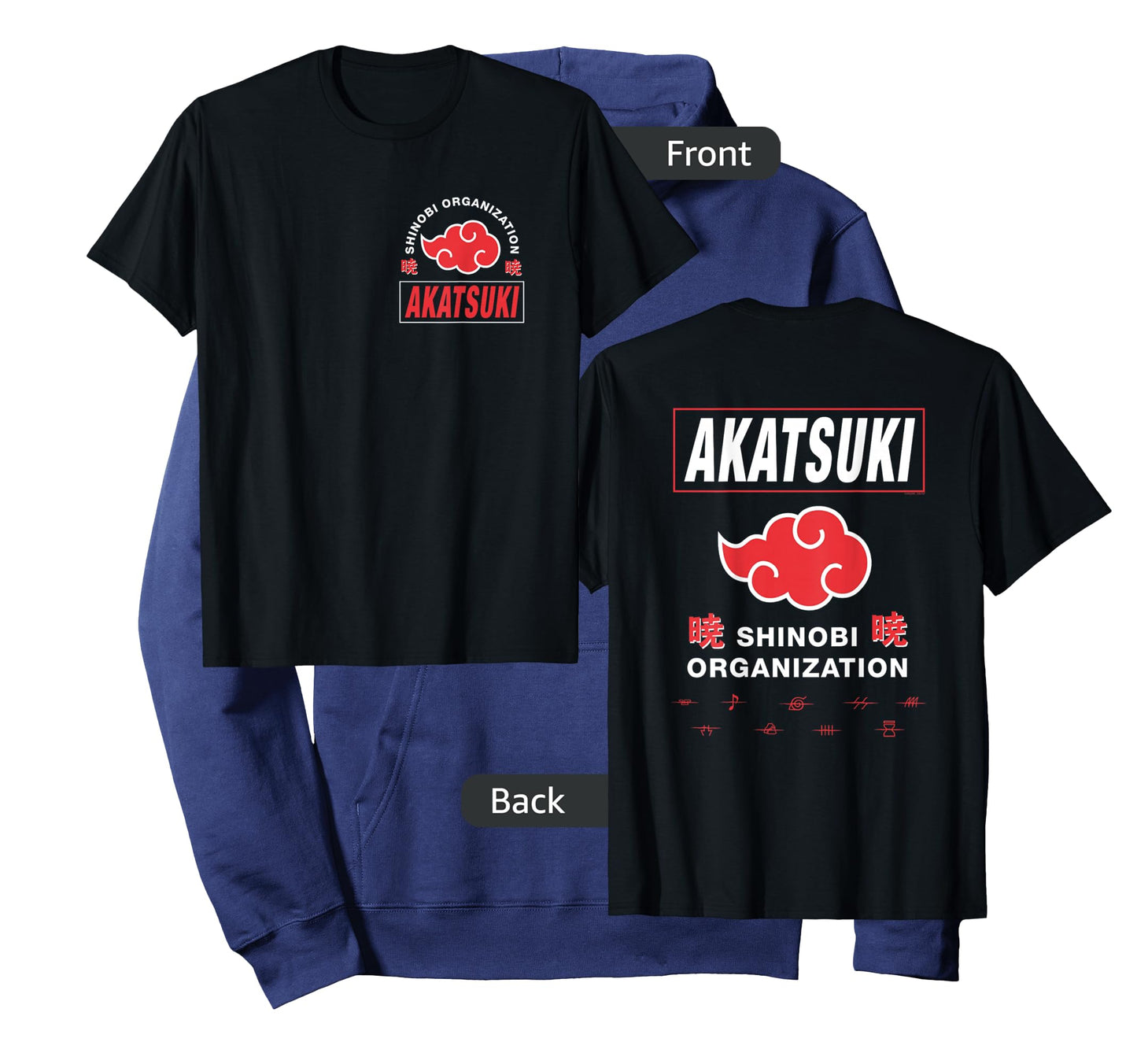 Naruto Shippuden Akatsuki Shinobi Org Front Back Anime T-Shirt
