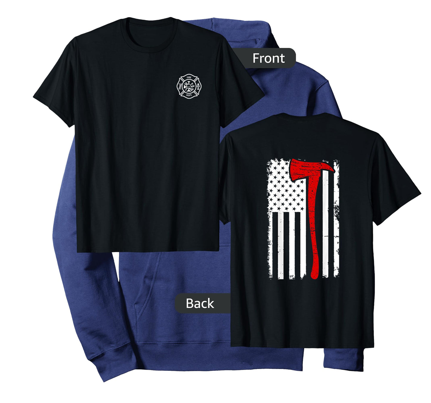 Thin Red Line Firefighter Fire Dept. Axe Design patriotic T-Shirt