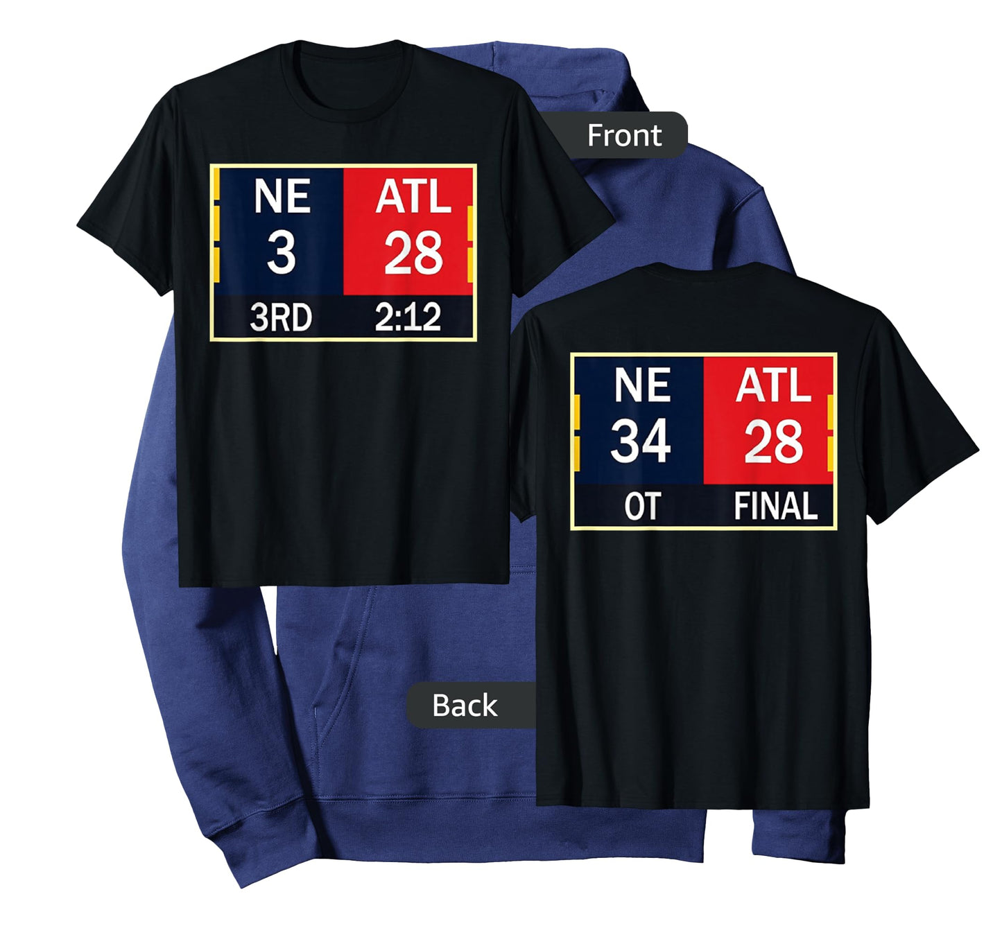 NE 3 ATL 28 Final T-shirt 2 Sides 1 Game T-Shirt