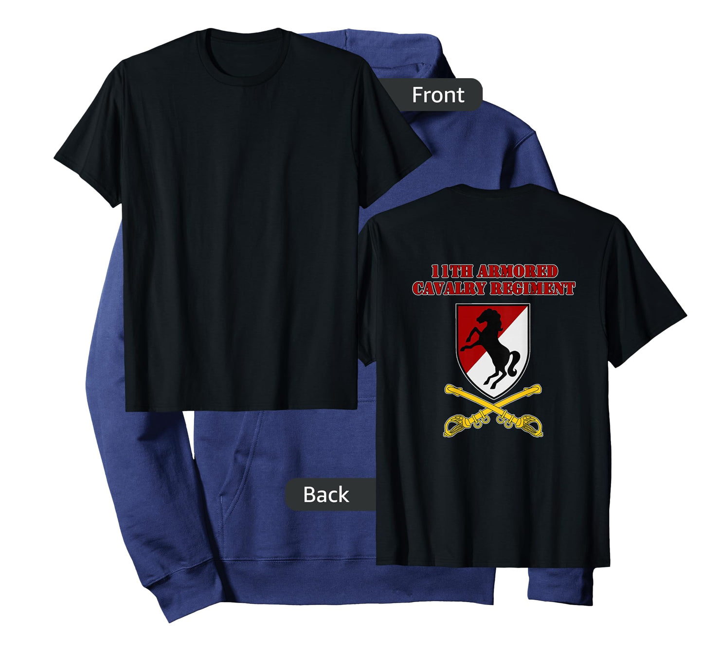 11th Armored Cav Regiment - for 11th ACR vets design on back T-Shirt