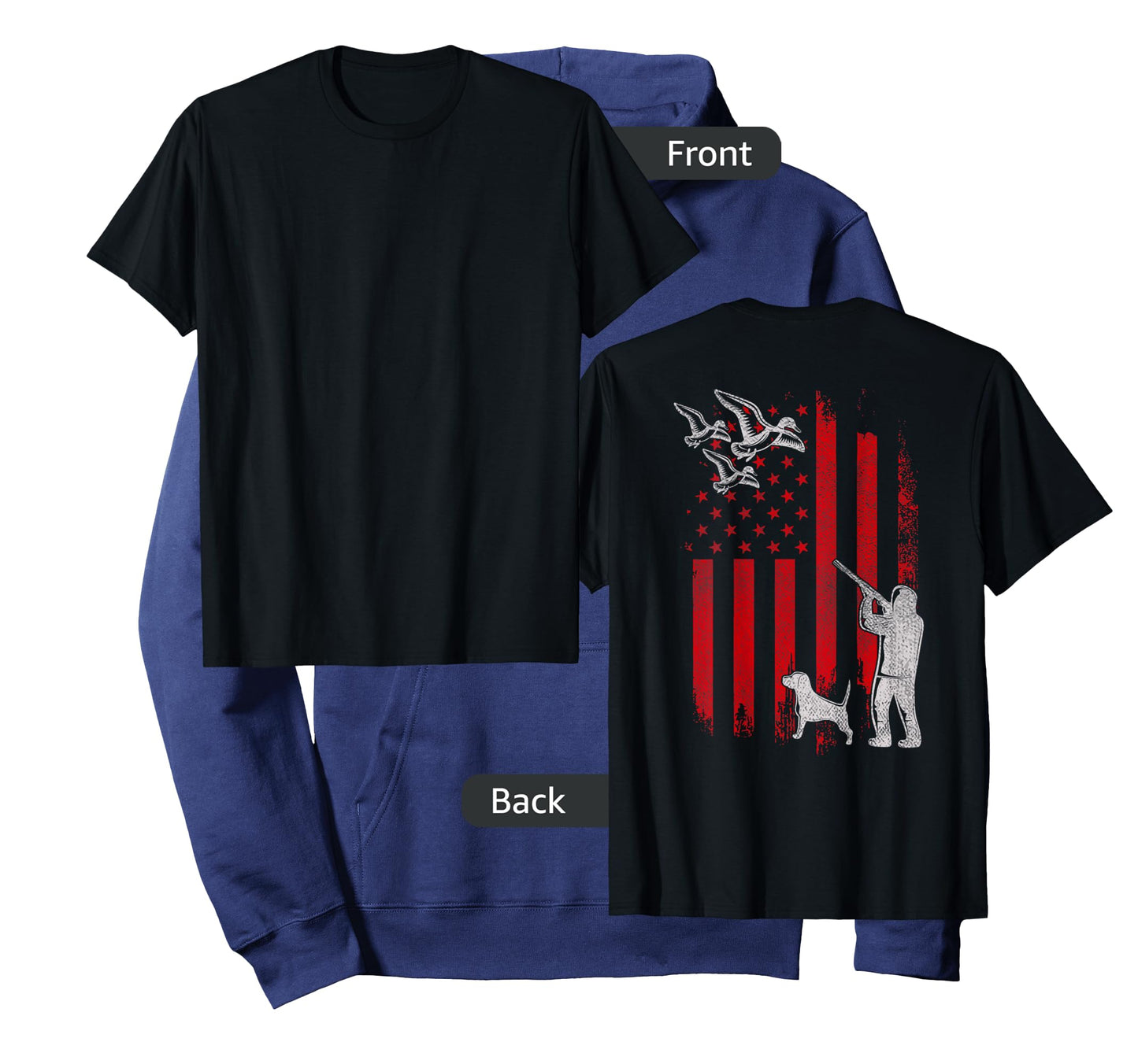 Duck Bird Hunter Distressed USA American Flag Hunting Squad T-Shirt for Women Kids Men