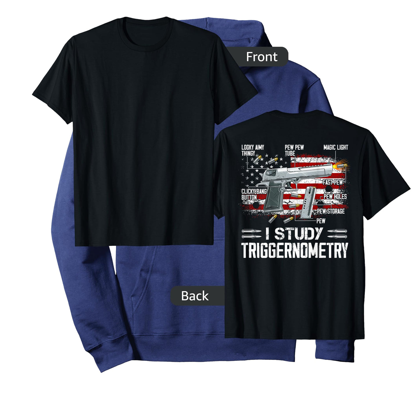 I Study Triggernometry Pro Guns Trigonometry Math on back T-Shirt