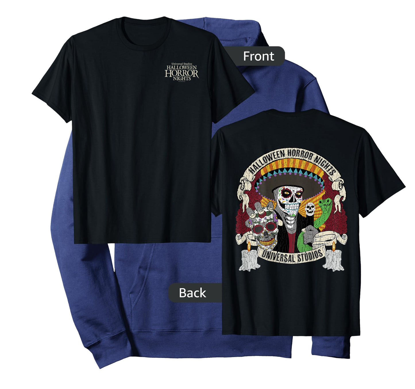 Halloween Horror Nights HHN Dia De Los Muertos Front & Back T-Shirt