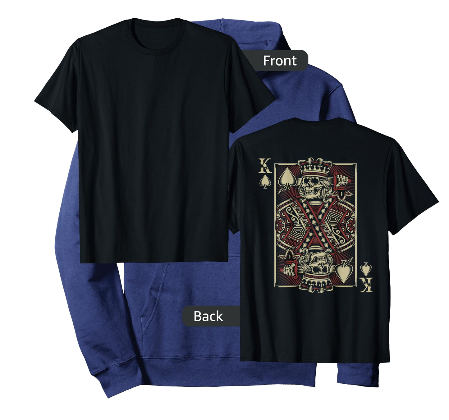 Skull Motorcycle Shirt Biker King of Spades Poker Card Game