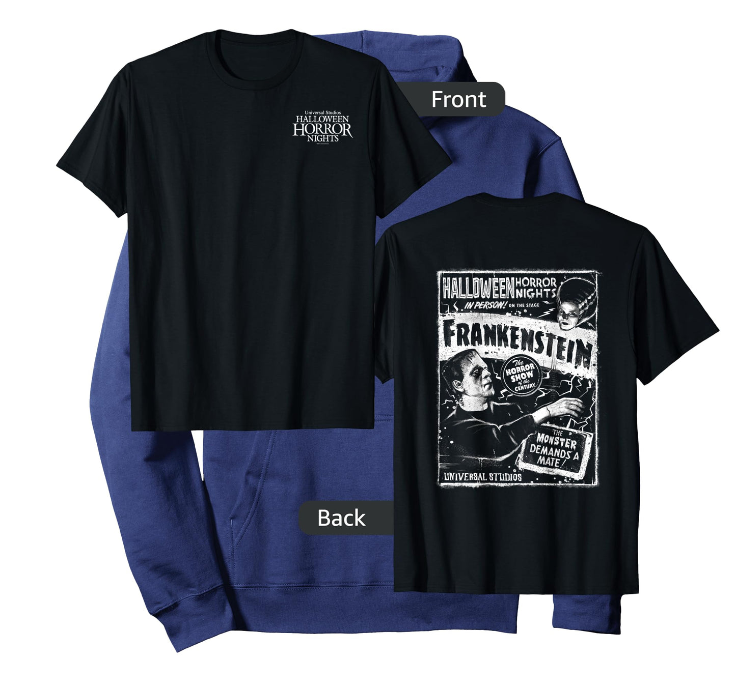 HHN Frankenstein & Bride of Frankenstein Front & Back T-Shirt