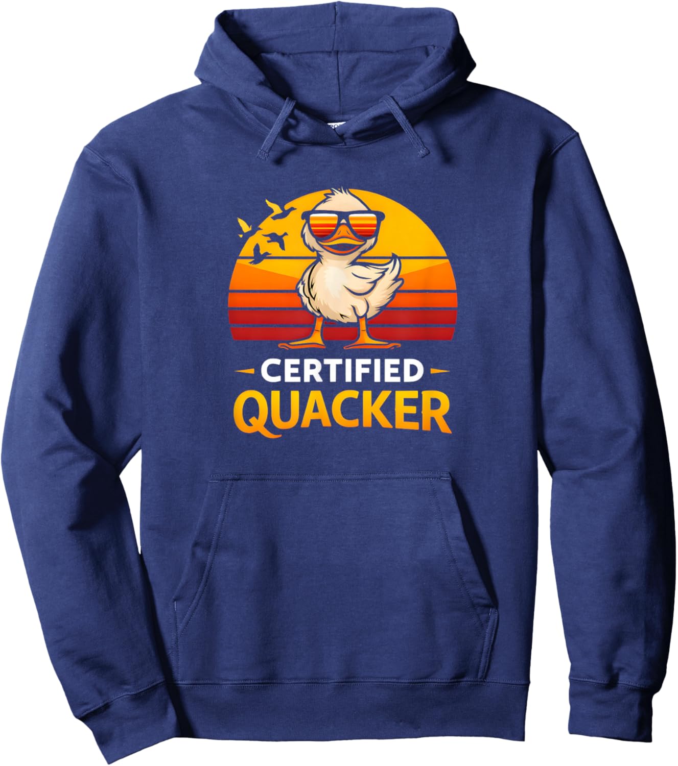 Certified Quacker Funny Duck Humor Bird Lover Retro Style T-Shirt - Hoodie | Navy