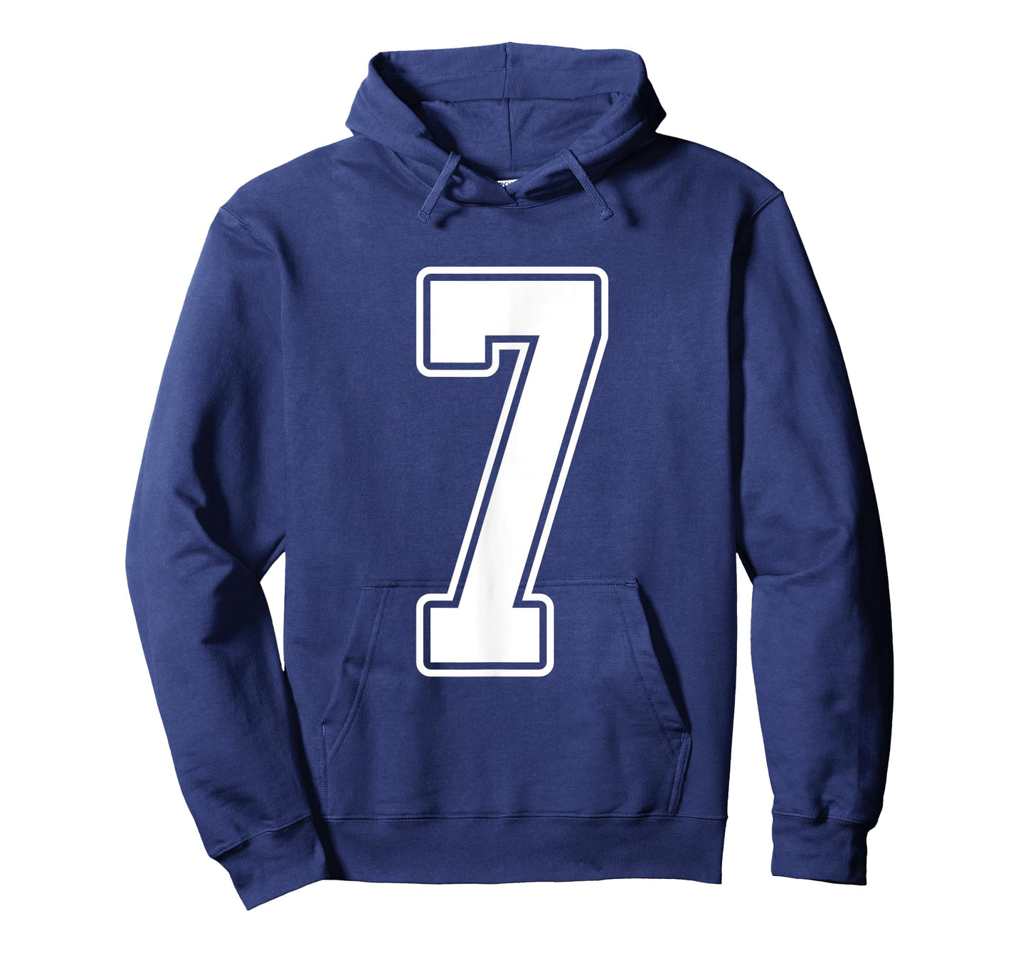 #7 White Outline Number 7 Sports Fan Jersey Style T-Shirt