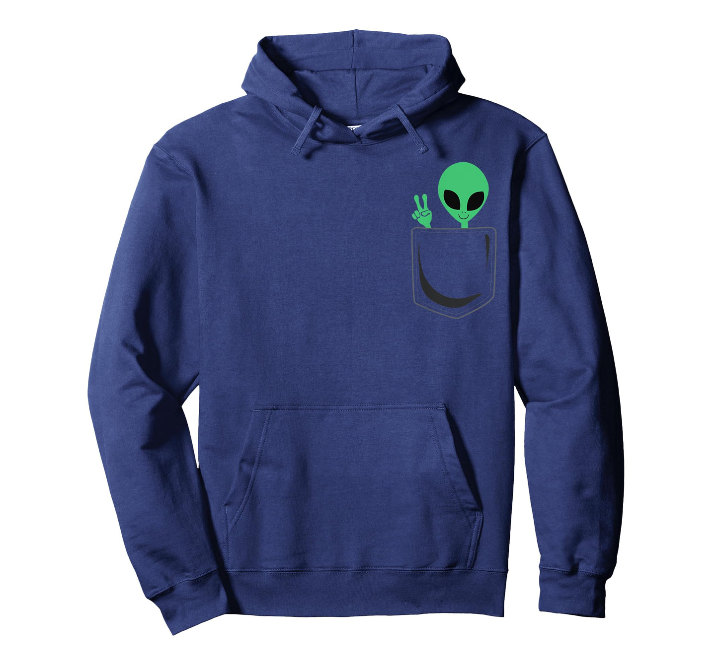 Cute Little Alien In Pocket Peace Sign Universe UFO T-Shirt