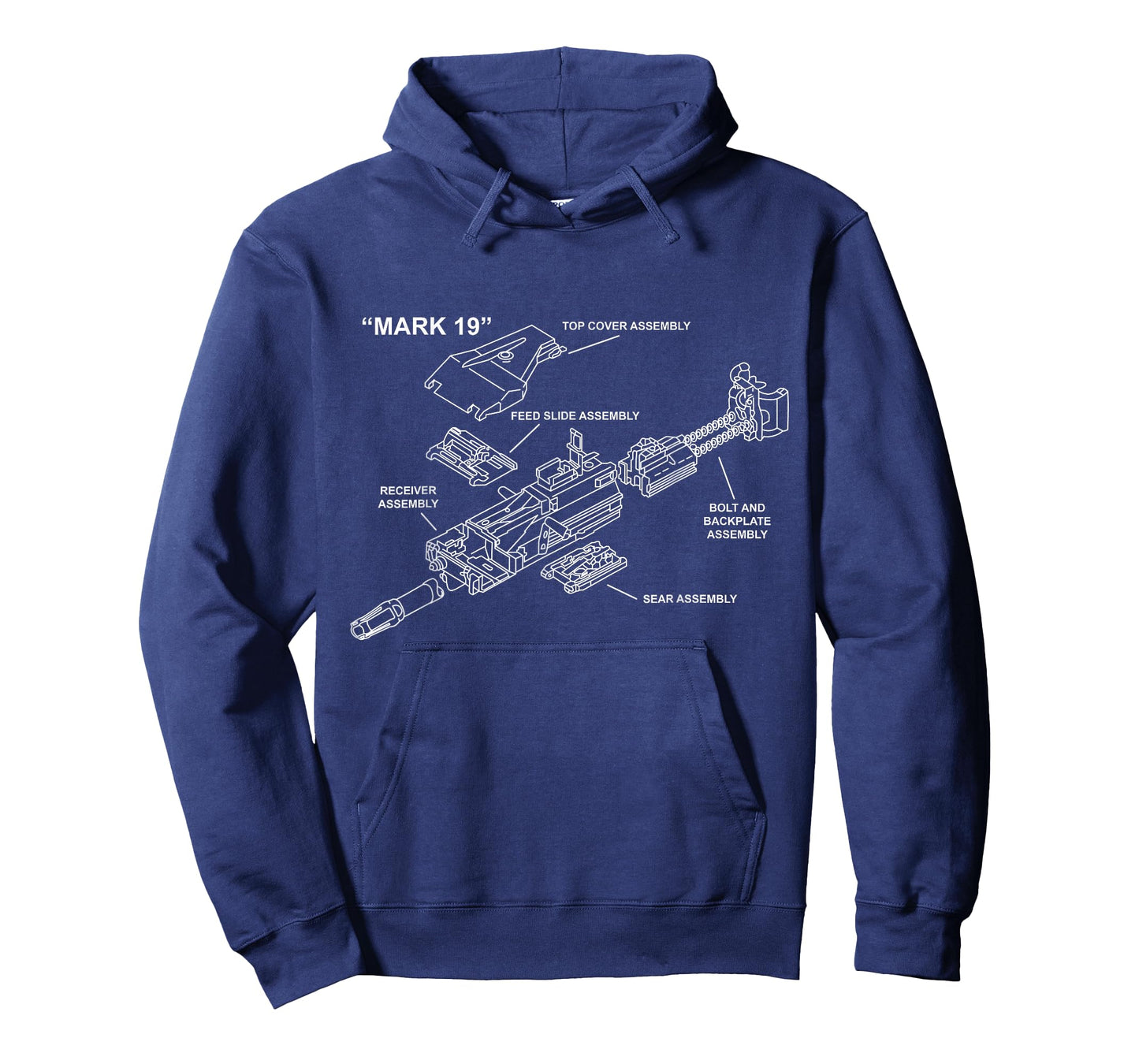Mark 19 Gun Parts Diagram Schematic MK19 Grenade Launcher T-Shirt