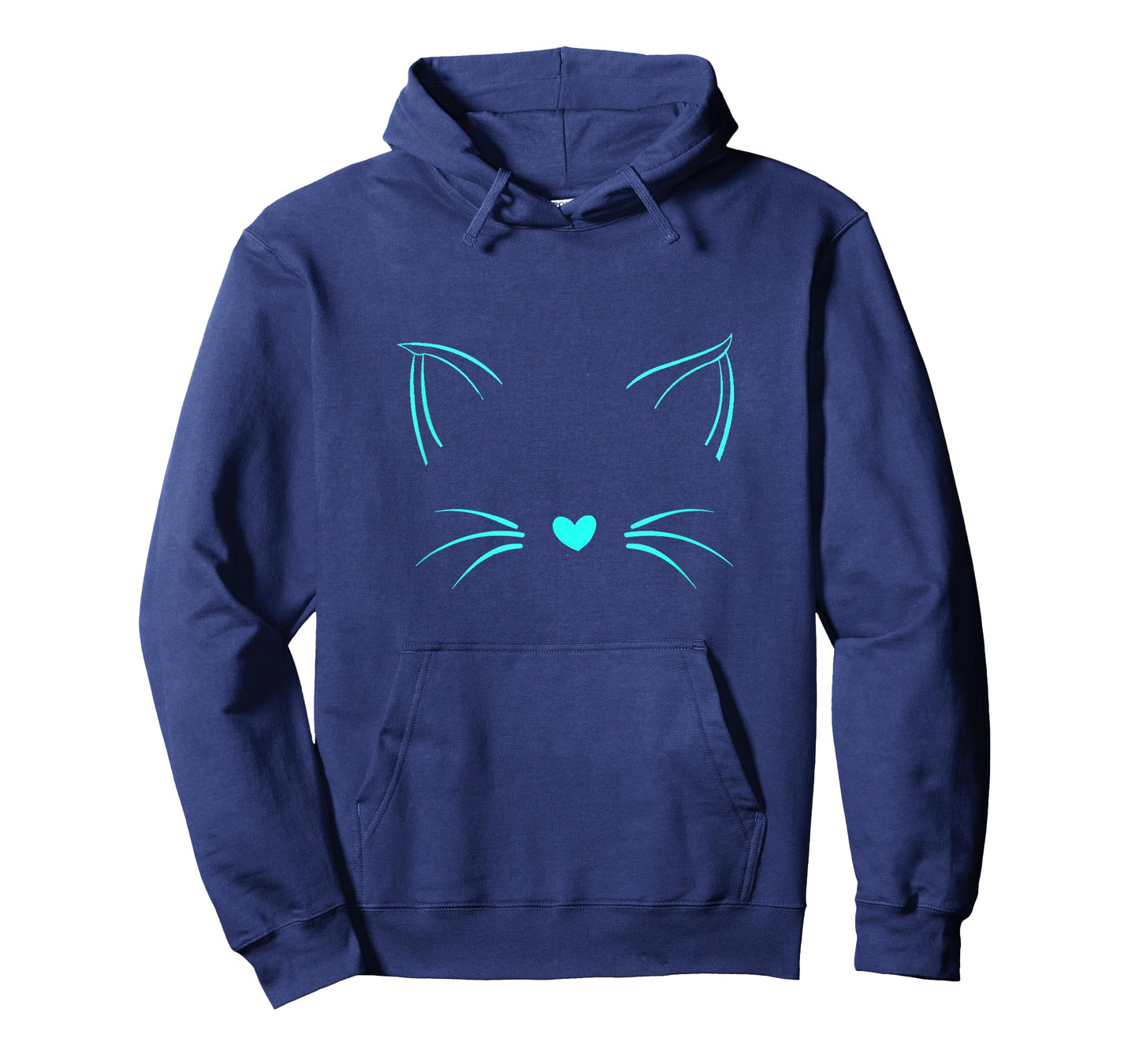 Turquoise Invisible Cat Face Turquoise Color Graphic T-Shirt