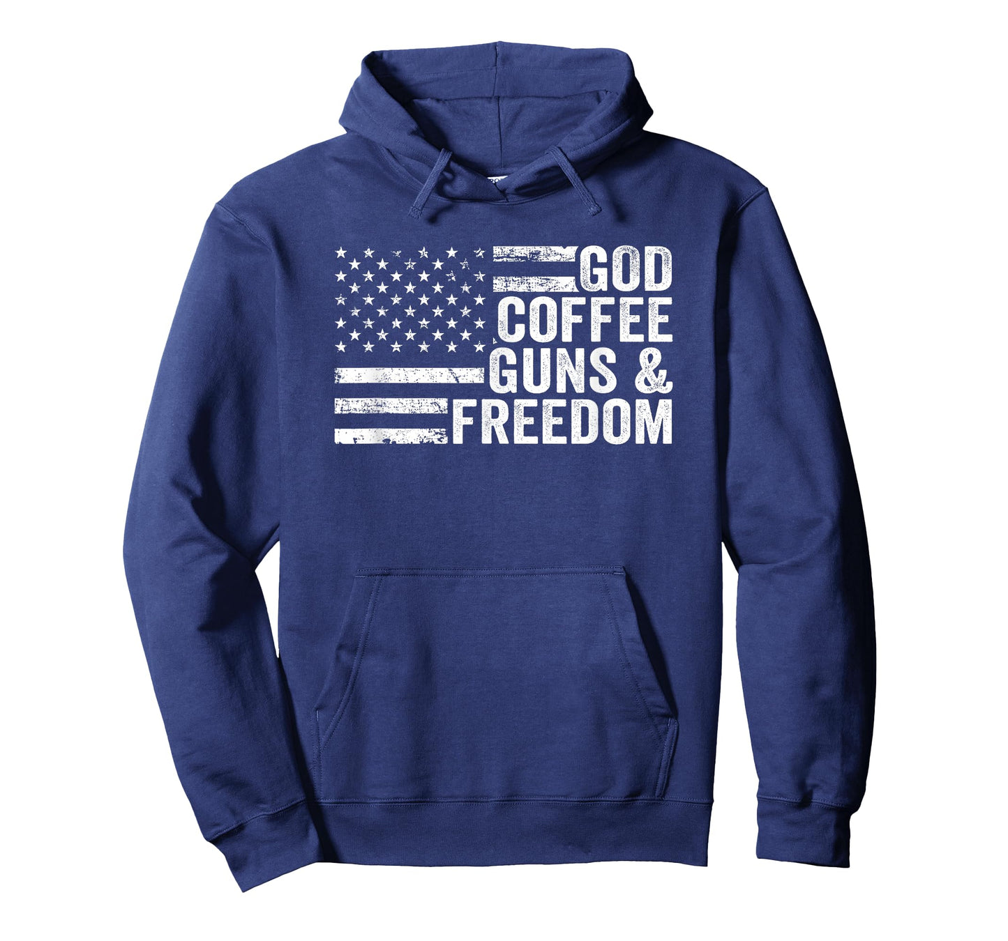 GOD COFFEE GUNS & FREEDOM - Funny Pro Gun USA Flag Women Men T-Shirt