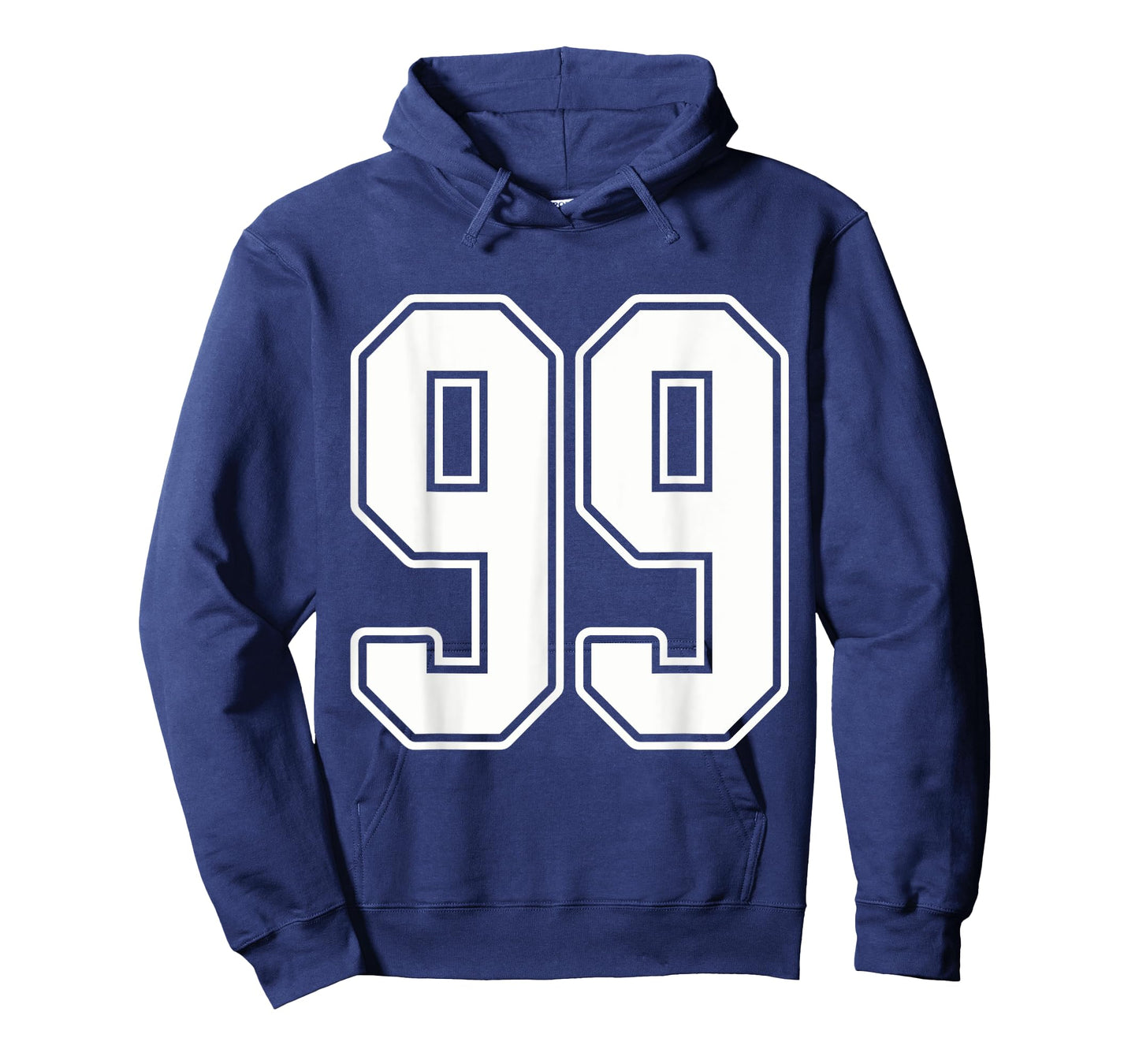 #99 White Outline Number 99 Sports Fan Jersey Style T-Shirt