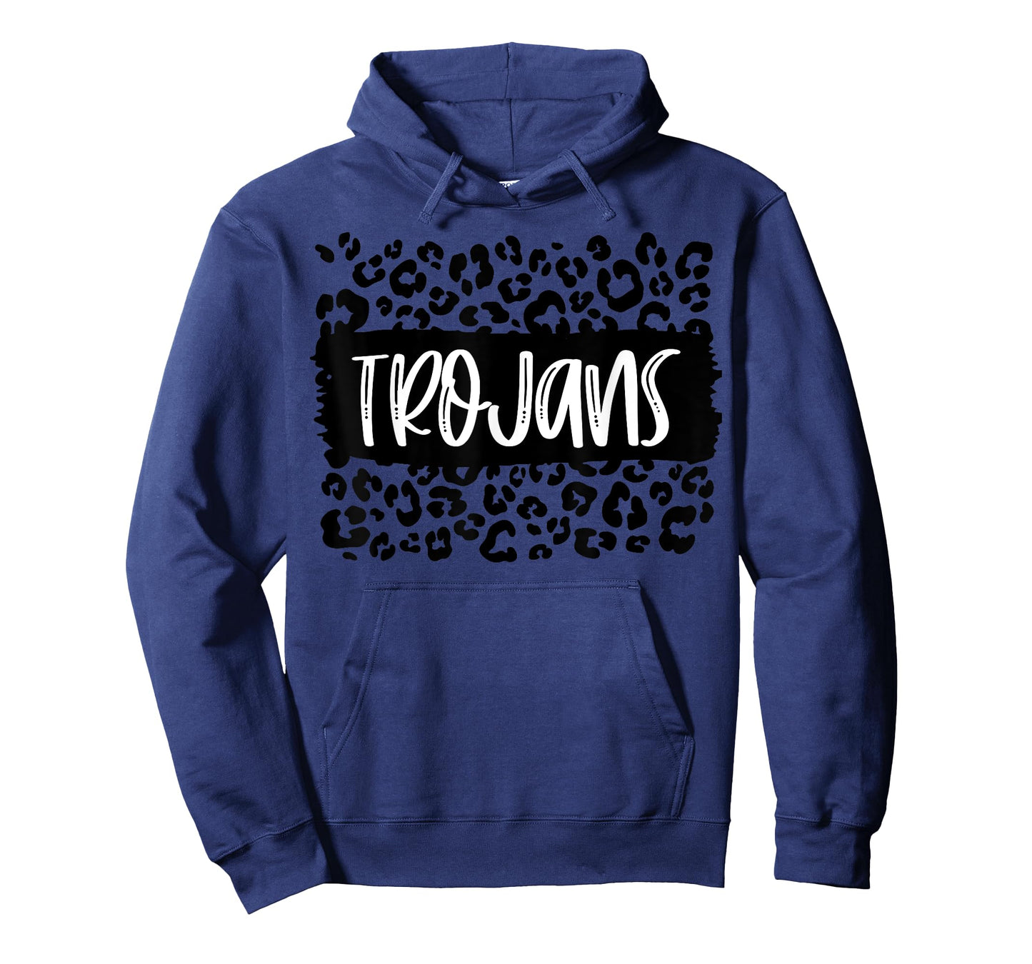 Trojans Team Mascot School Spirit Game Night Leopard Print T-Shirt