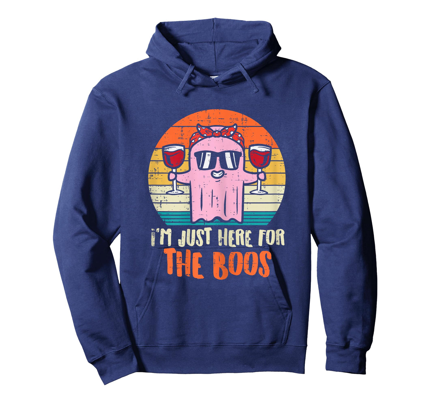 Im Just Here For The Boos Ghost Wine Retro Halloween Women T-Shirt