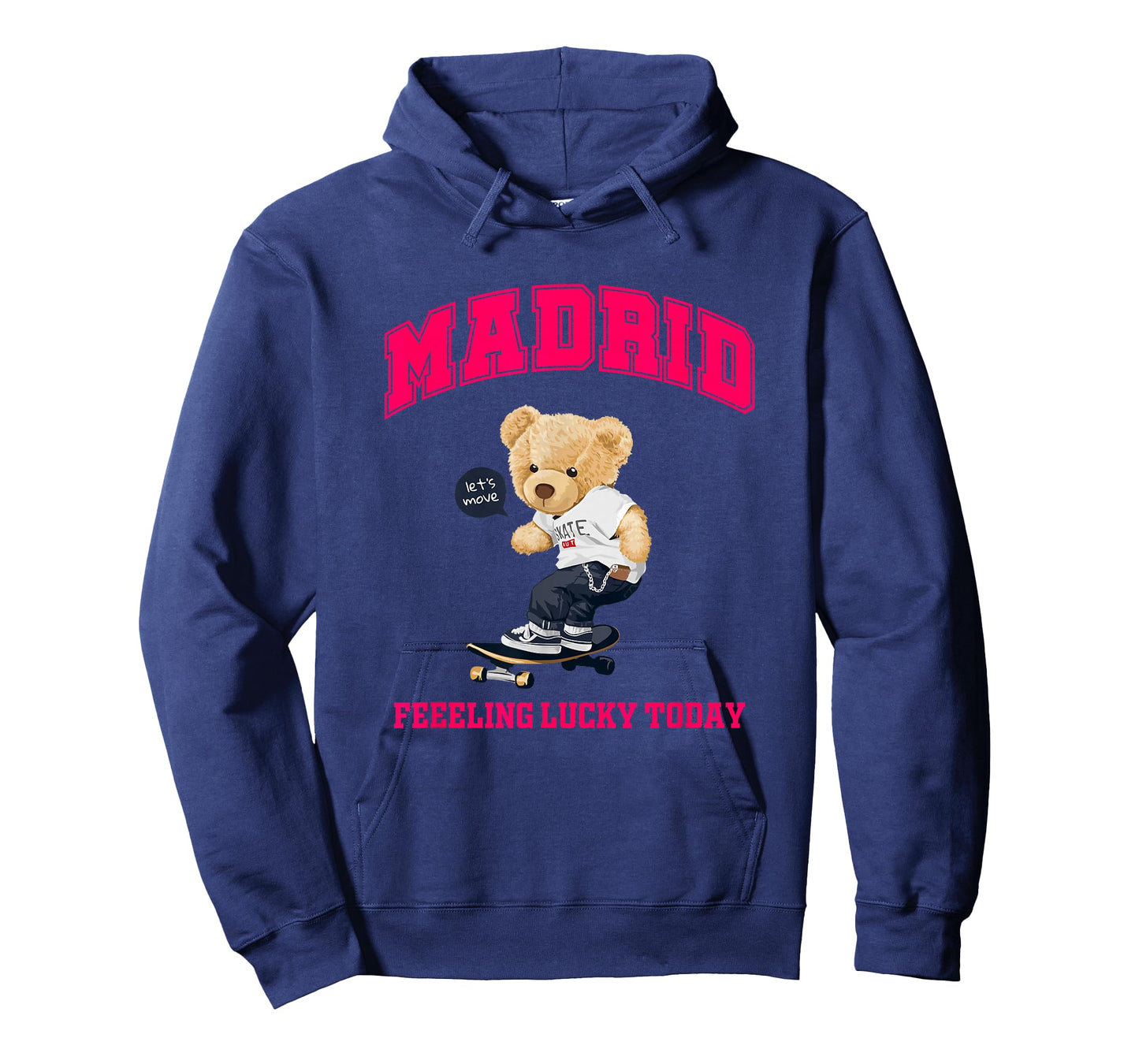Cool Madrid Spain Teddy Bear Illustration Graphic Cartoon T-Shirt