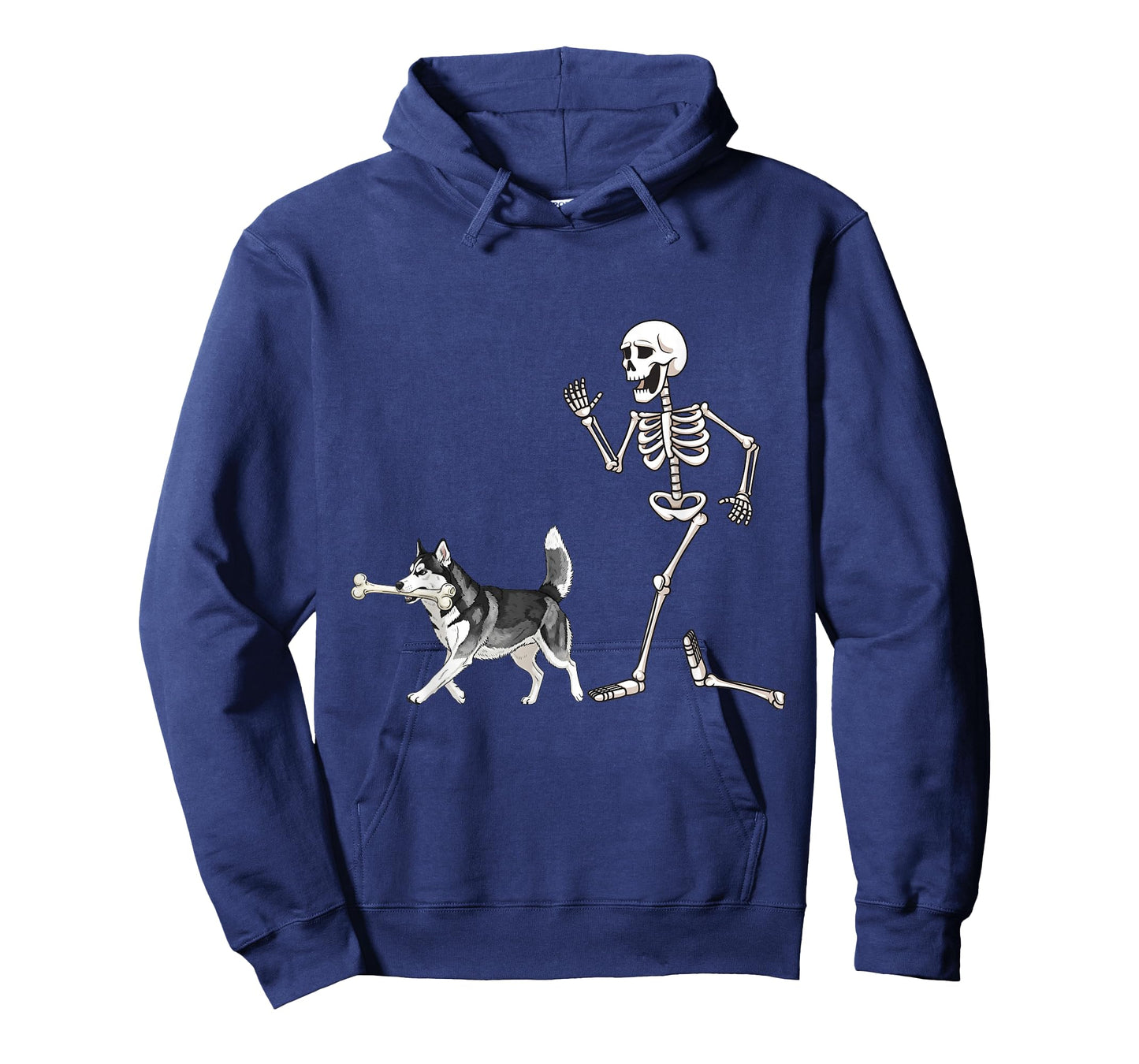 Funny Halloween Siberian Husky and Skeleton T-Shirt