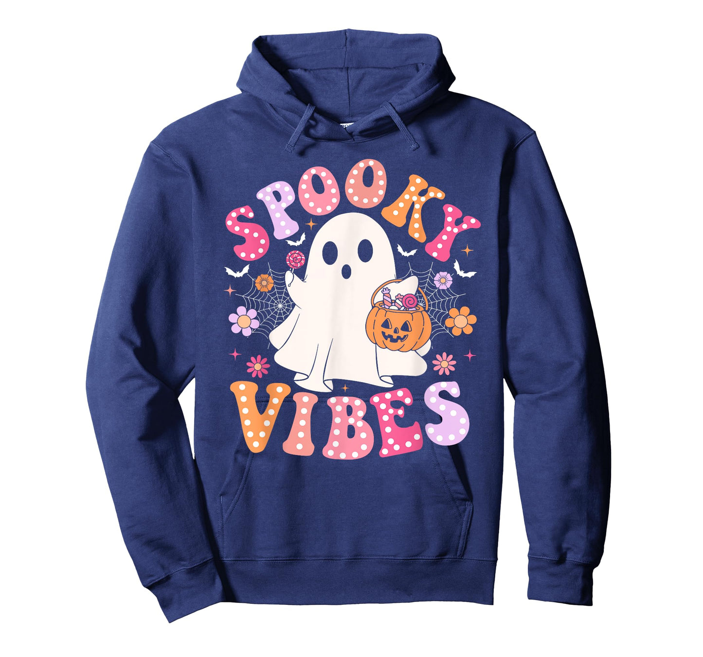 Spooky Vibes Ghost Retro Groovy Halloween Women Girls Kids T-Shirt