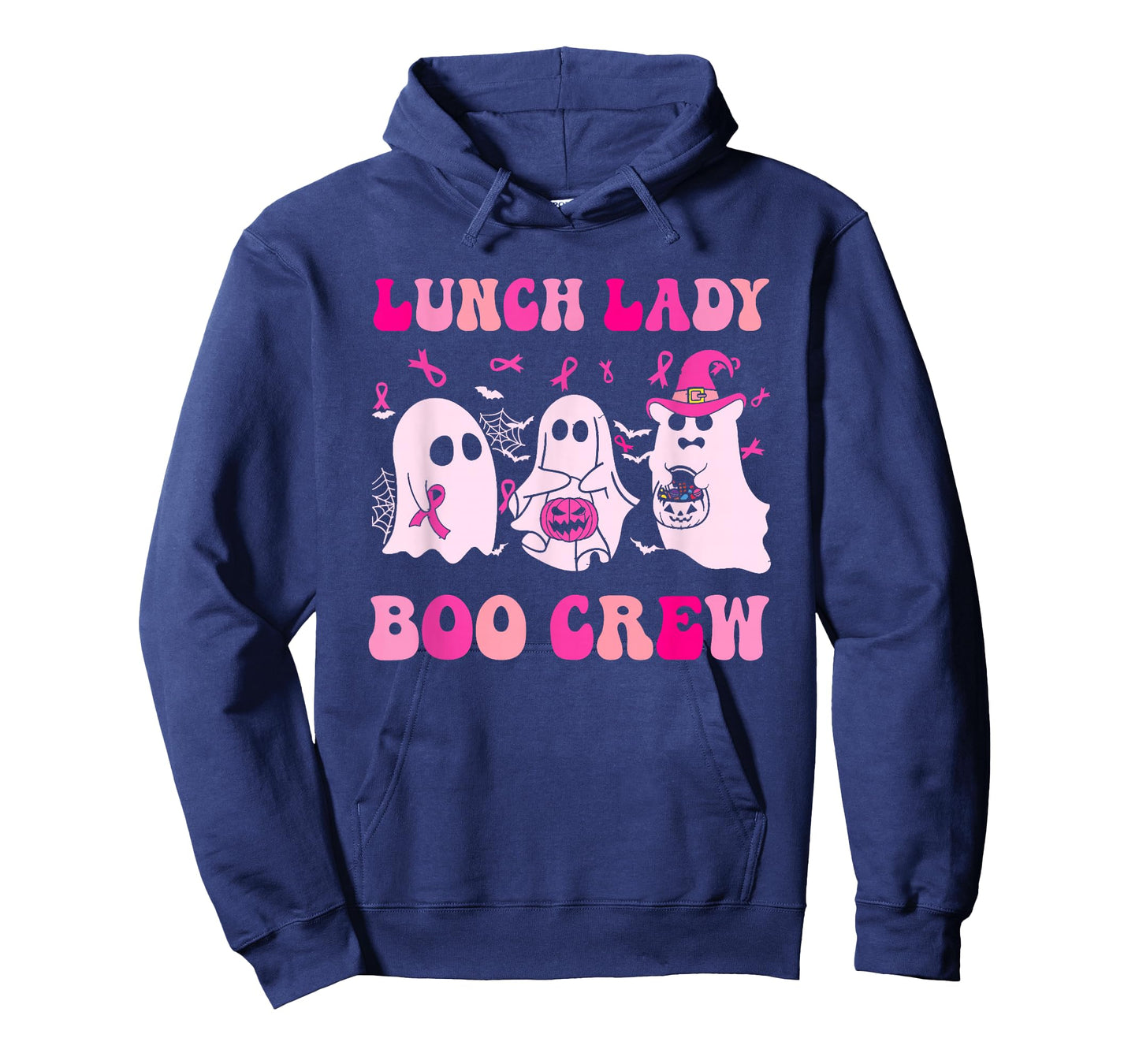 Lunch Lady Boo Crew Pumpkin Halloween Breast Cancer Month T-Shirt