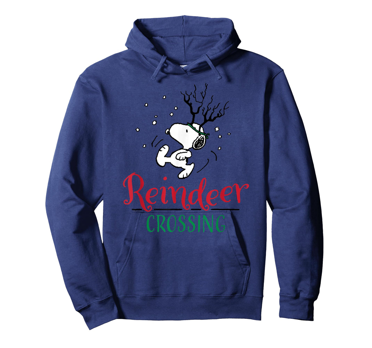 Peanuts Reindeer Crossing T-Shirt - Unisex-Adults, Unisex-Kids, Blue, Small, Short Sleeve