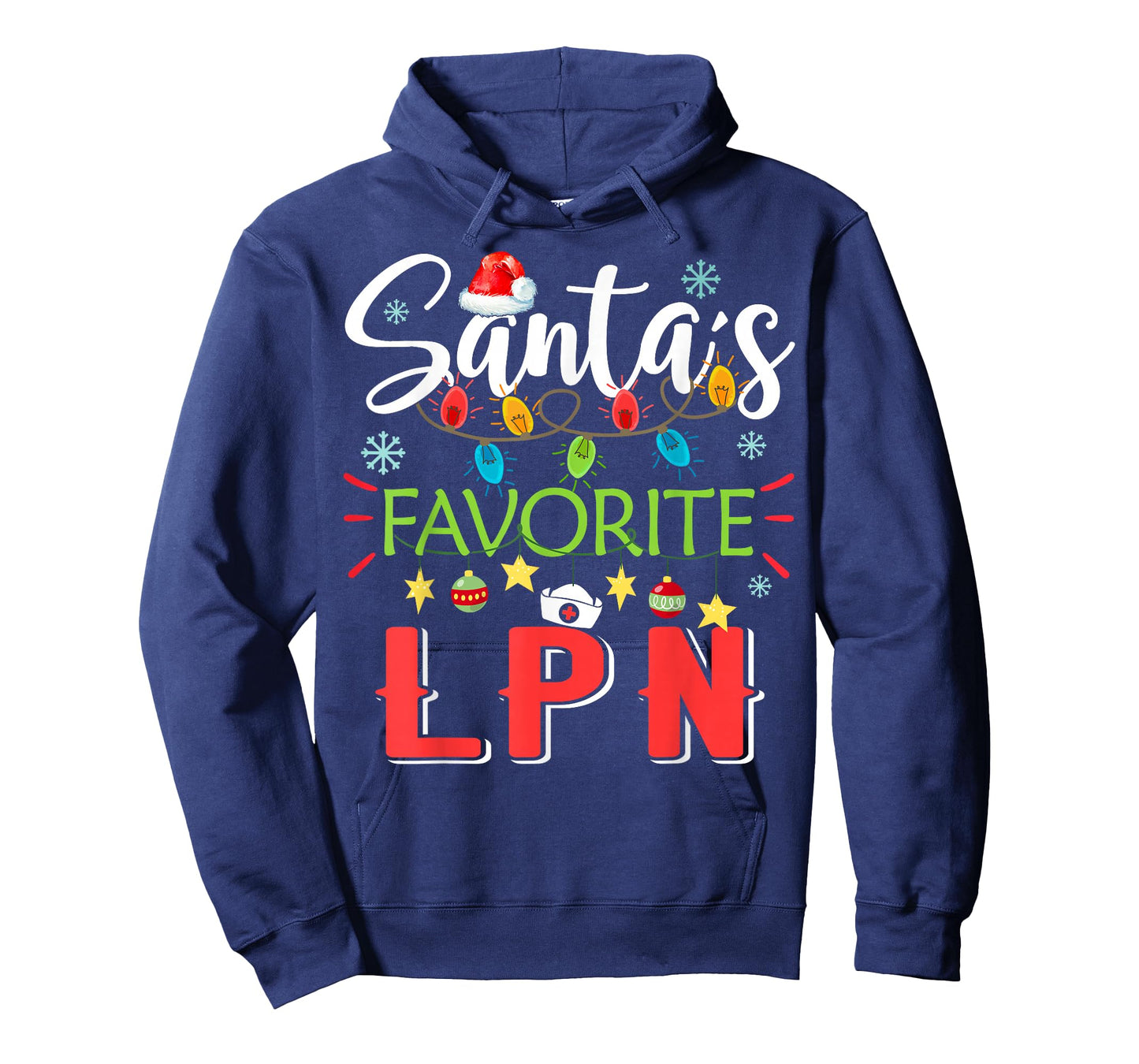 Santa's Favorite LPN Nurse Xmas Light Santa Hat Christmas T-Shirt
