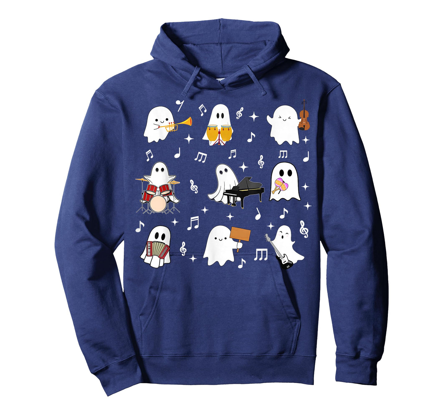 Halloween Music Teacher Ghost Playing Musical Instruments T-Shirt