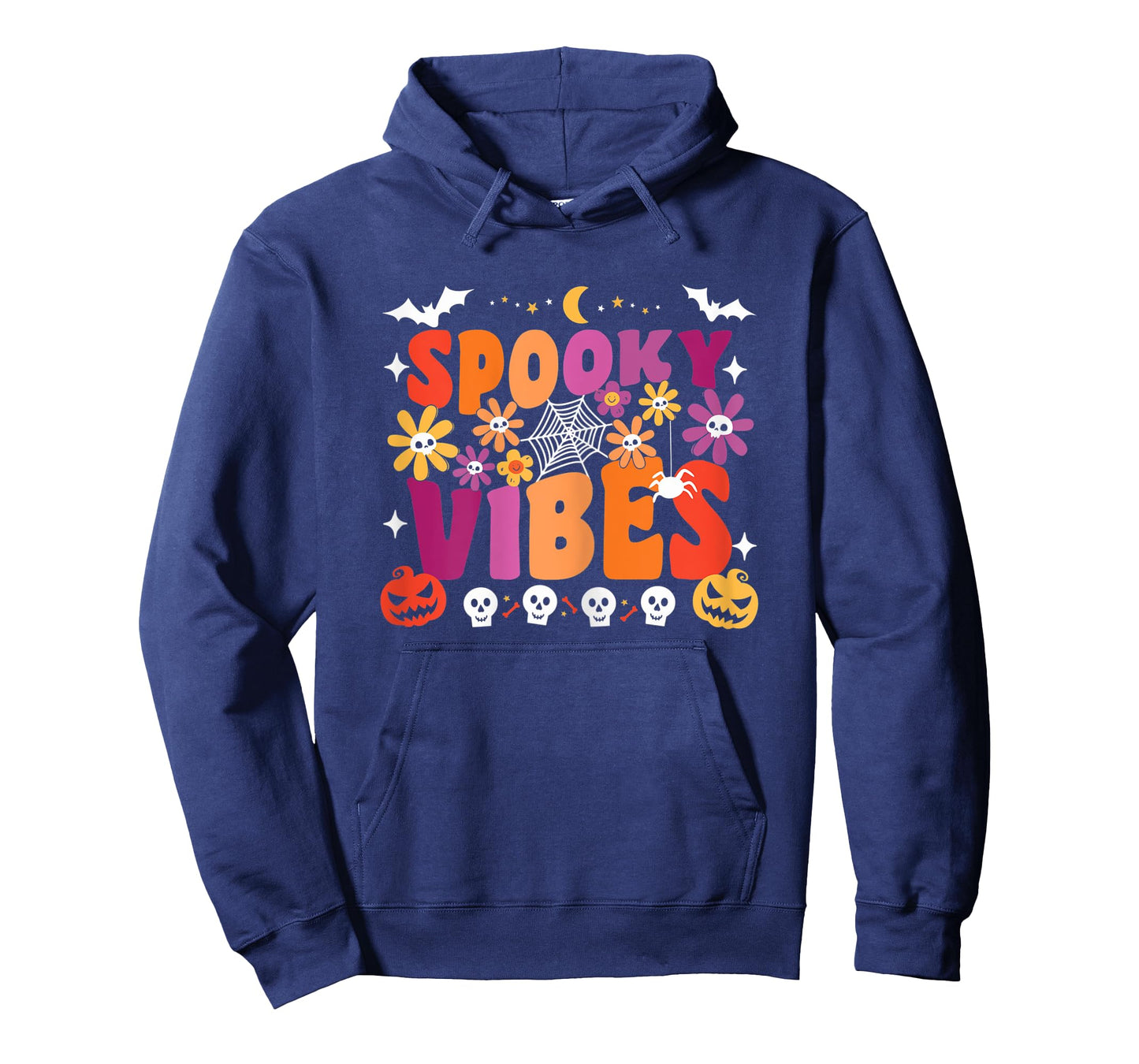 Womens Groovy Spooky Vibes Ghost Floral Retro Halloween Team Spooky T-Shirt