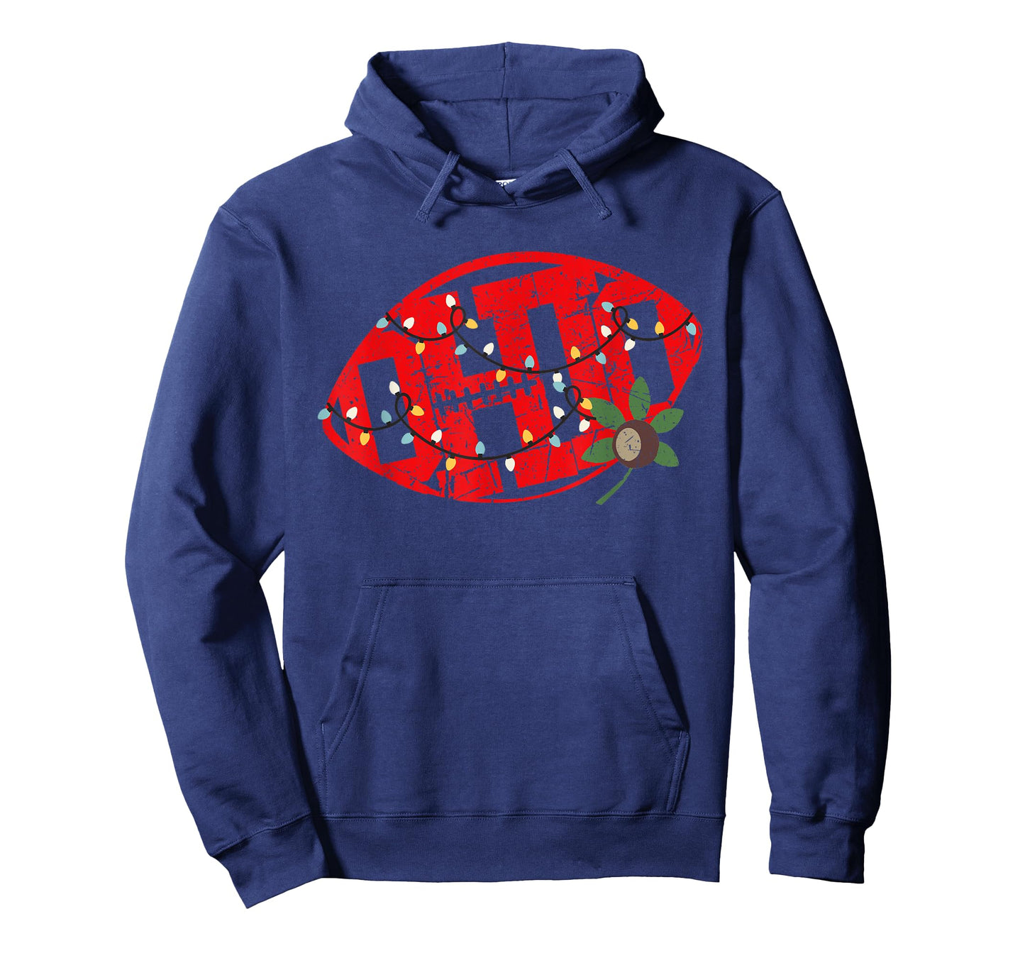 Vintage State of Ohio Football Shape Christmas Lights T-Shirt