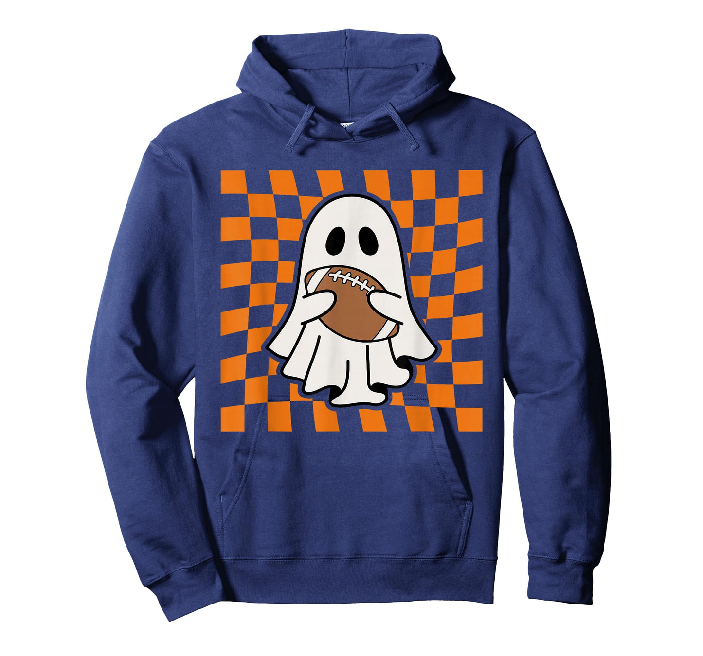 Groovy Halloween Ghost Football Checkered Boo Game Day Sport T-Shirt
