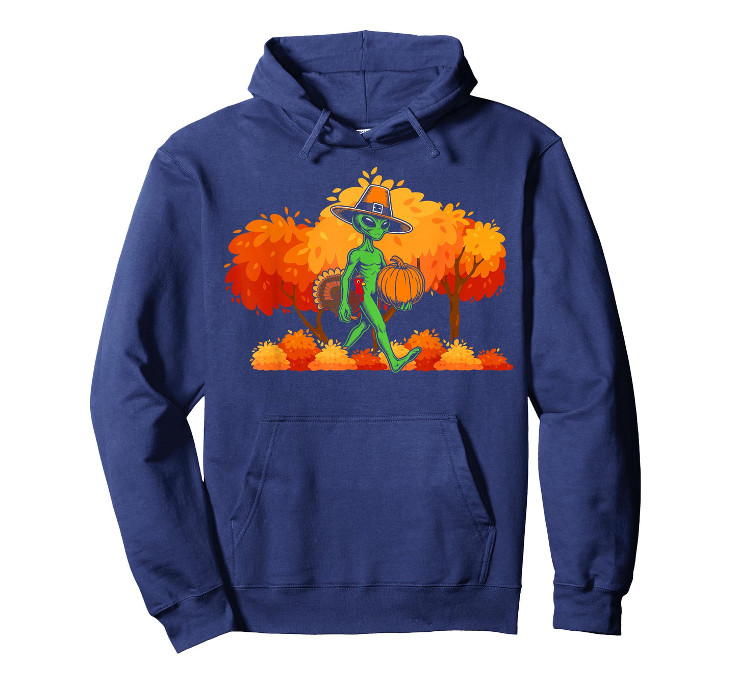 Alien thanksgiving Pilgrim Turkey Pumpkin autumn leaves fall T-Shirt