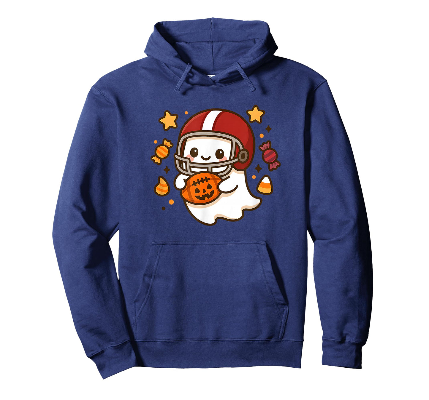Cute Ghost Football Player Halloween Kawaii Pumpkin Kids T-Shirt