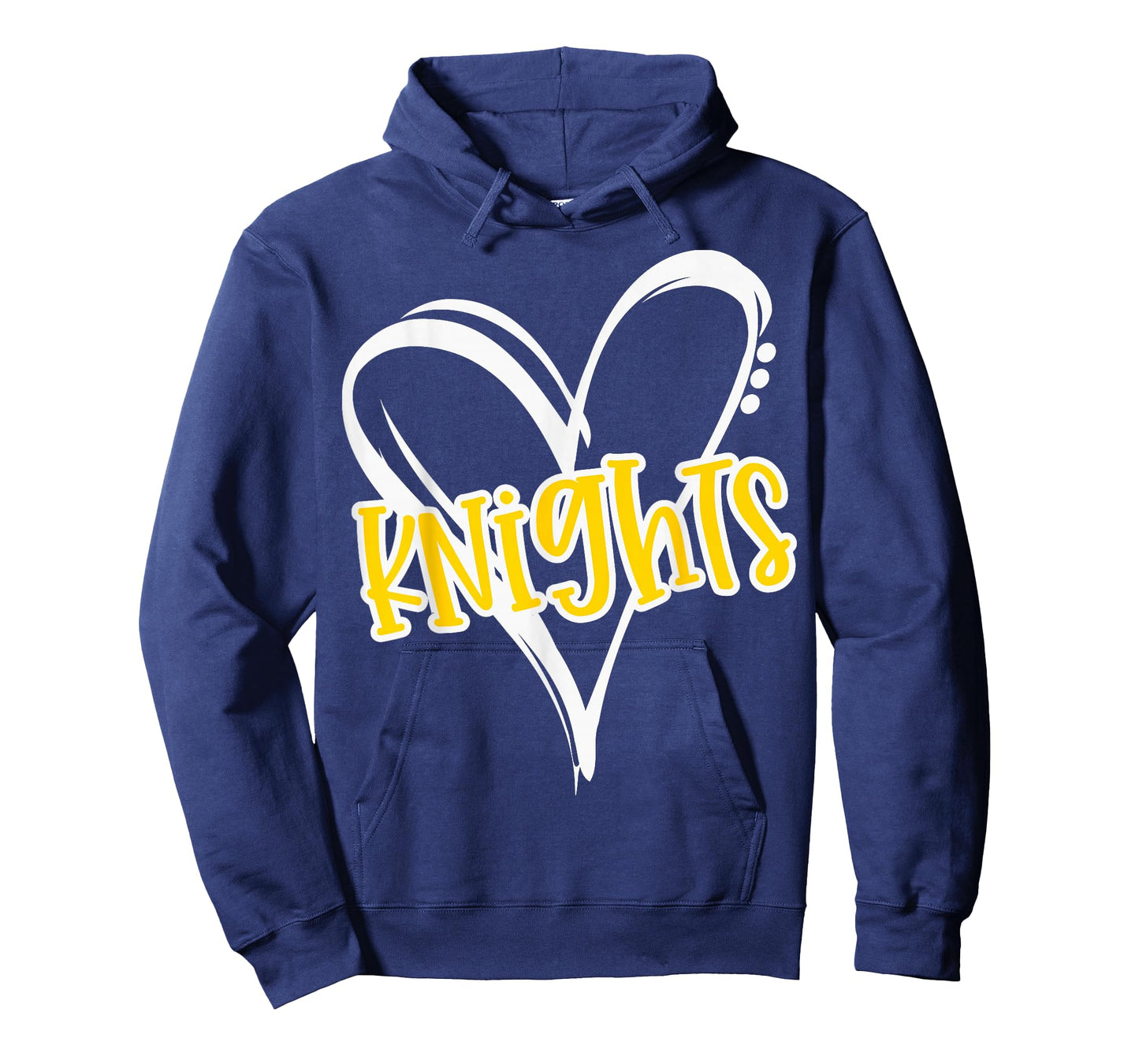 Knights Heart Yellow Lettering Retro Trendy Game Day Spirit T-Shirt